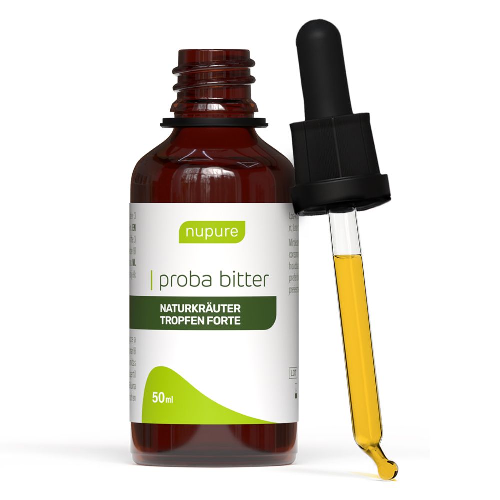 Nupure Proba Bitter Naturkräuter Tropfen - 24 Kräuterextrakte und hitzeinaktivierter Milchsäurebakterienstamm in einer ausgewogenen Bitterstoffformel