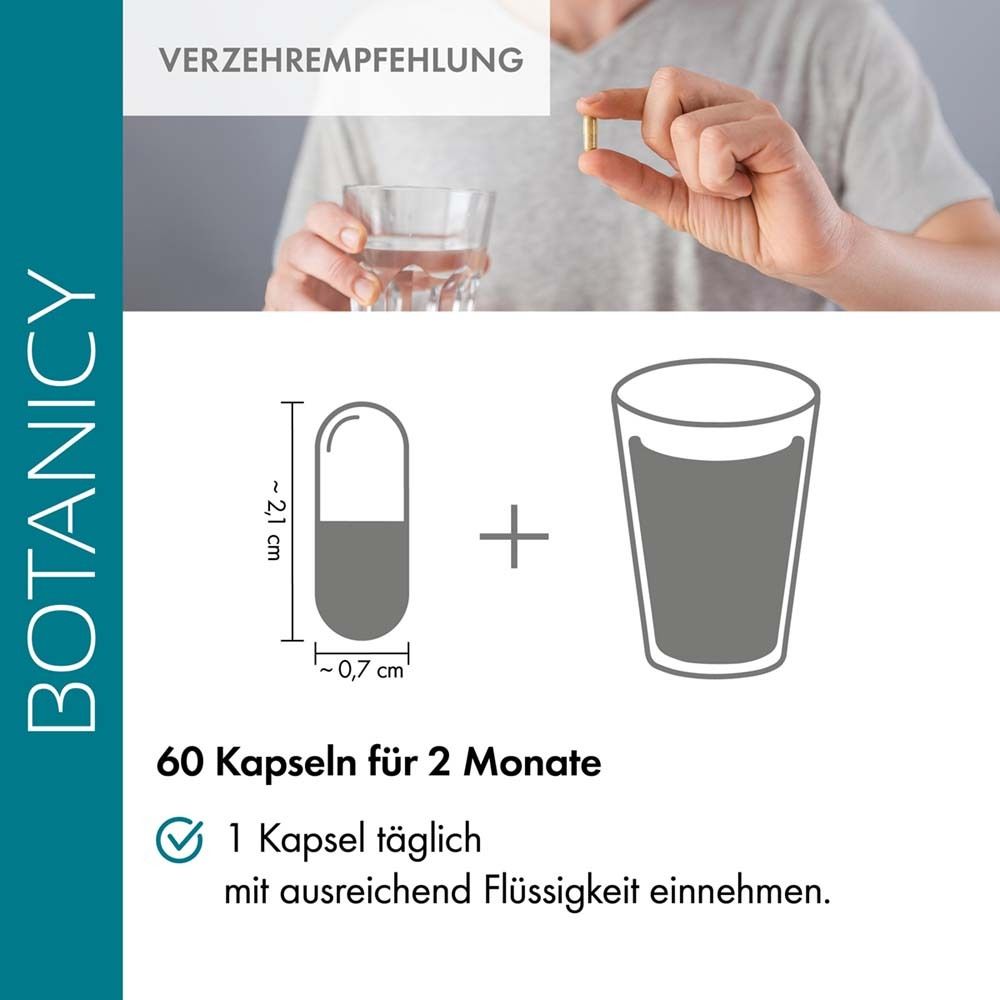 Kapsel und Glas Wasser. "FERTIL SPERM Aktiv". 1 Kapsel täglich mit Flüssigkeit einnehmen. Kapsel ca. 2,1 cm lang, 0,7 cm breit.