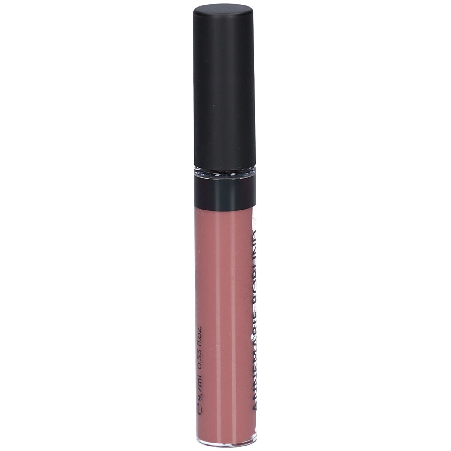 Lipgloss mit schwarzem Deckel. Aufschrift: ANNEMARIE BÖRLIND. Farbton: nude hug. Volumen: 5,7 ml.