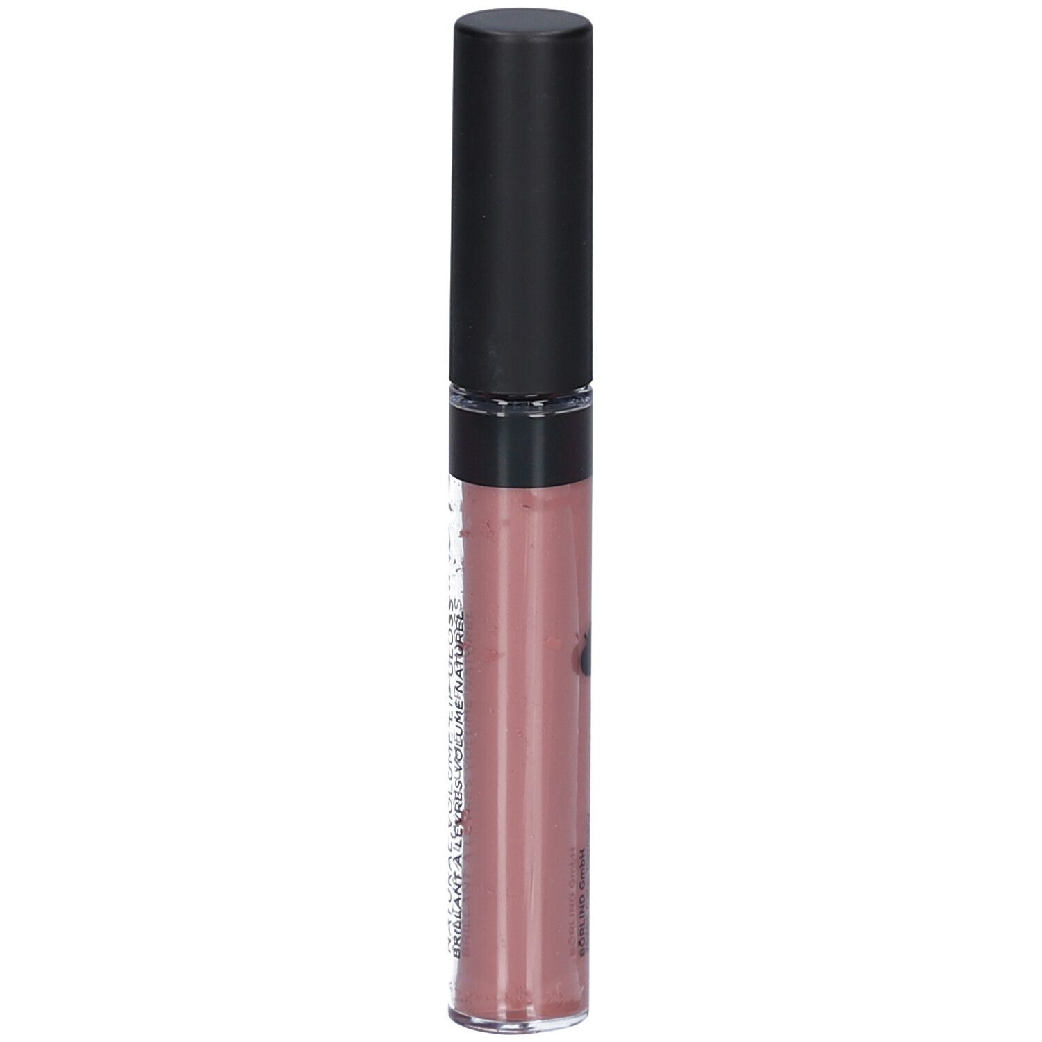 Lipgloss mit schwarzem Deckel. Aufschrift: ANNEMARIE BÖRLIND. Farbton: nude hug.