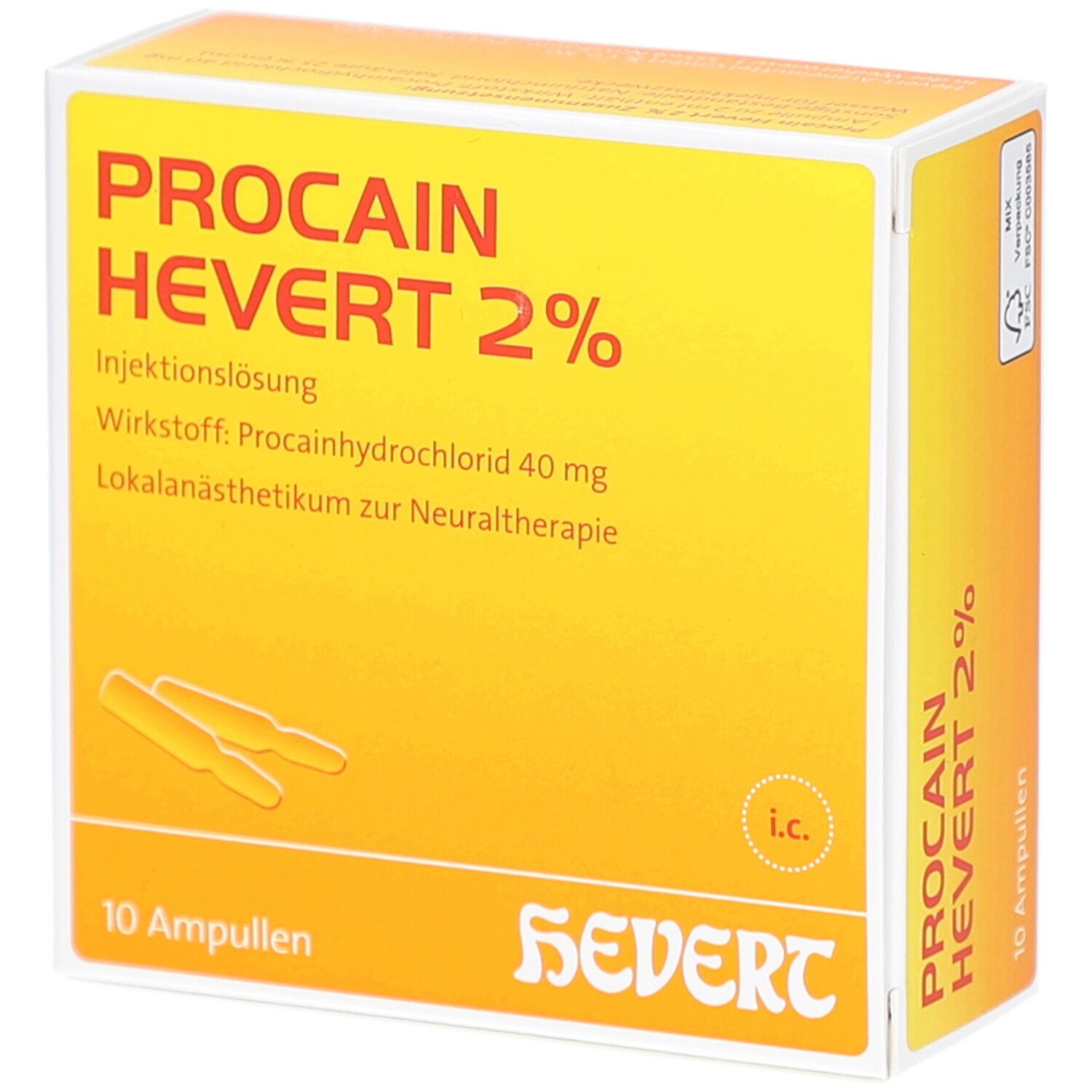 PROCAIN Hevert 2% Injektionslösung Ampullen