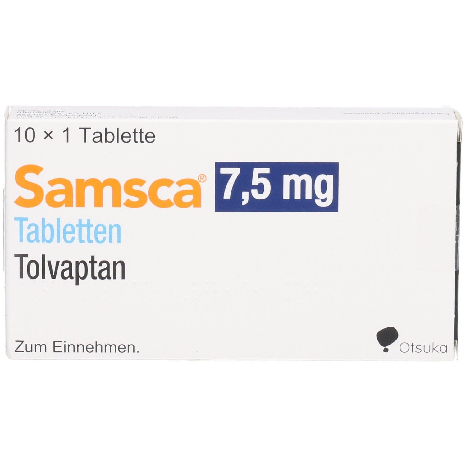 Samscca 7,5 mg Tabletten Tolvaptan Verpackung. 10 x 1 Tablette.