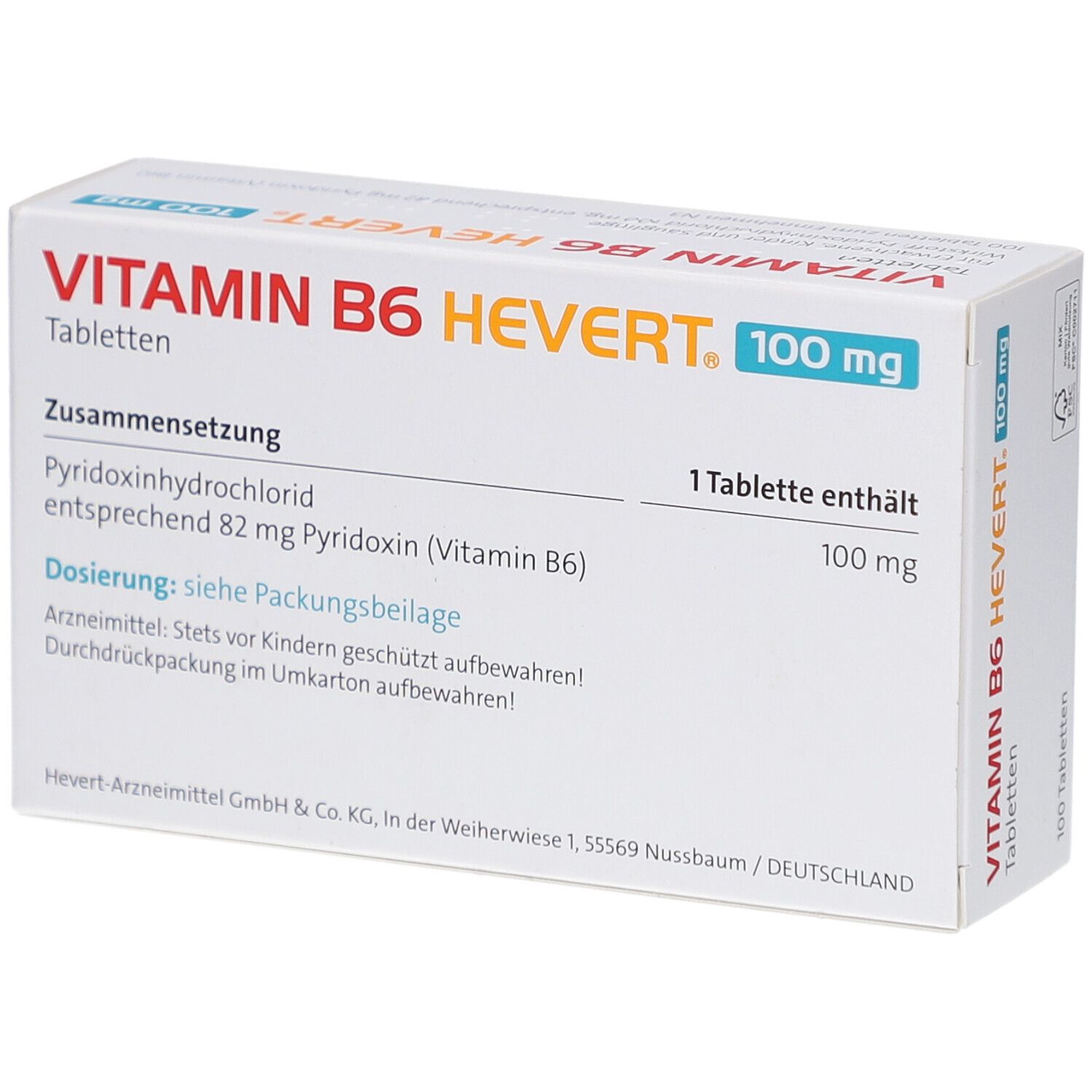 VITAMIN B6 HEVERT 100 mg Tabletten
