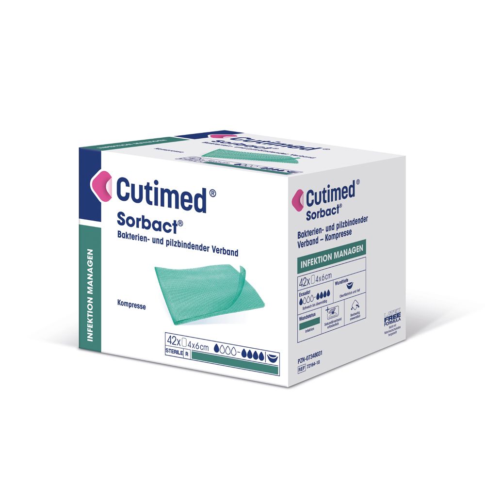 Cutimed Sorbact Kompressen 4x6 cm 42 St