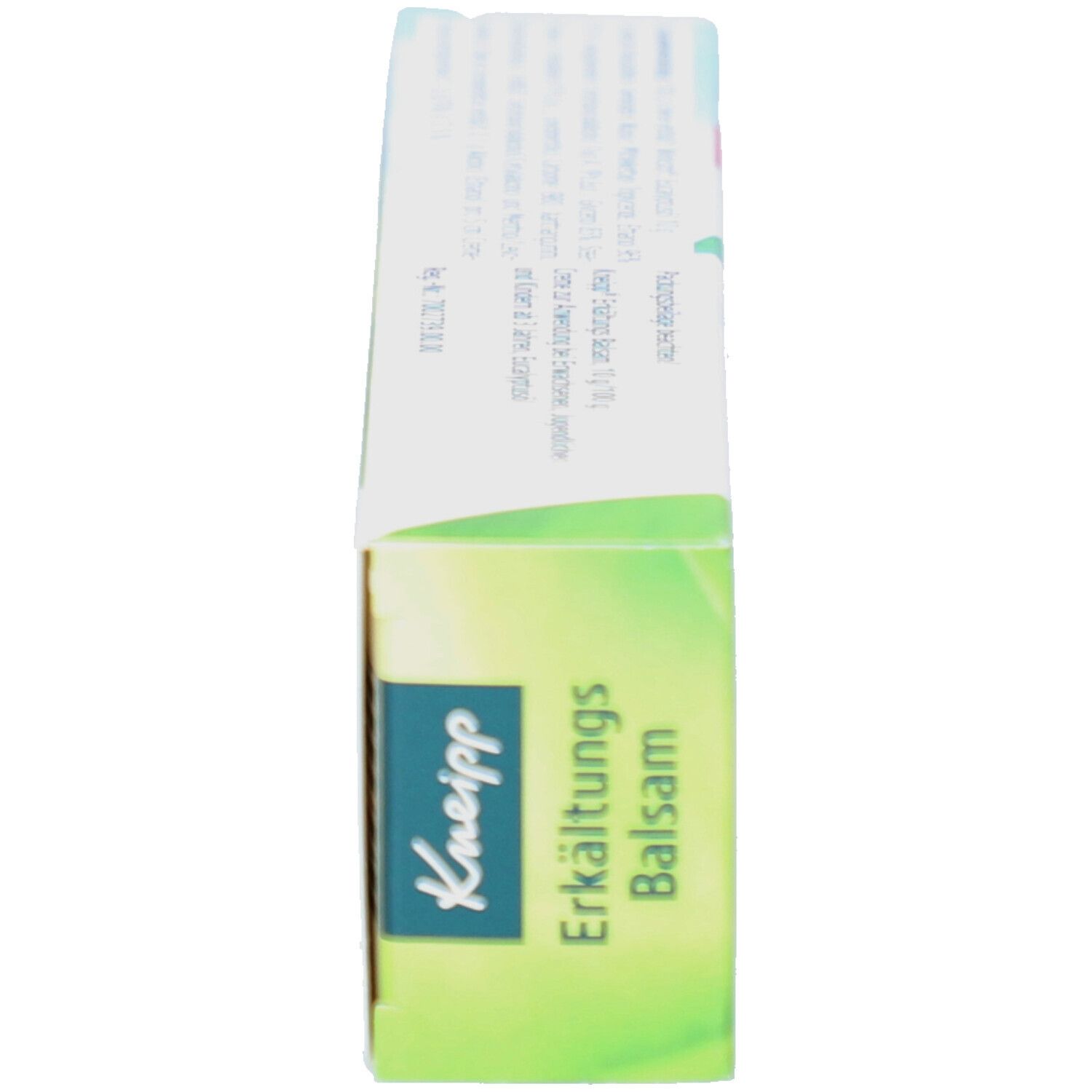 Seitenansicht der Kneipp Erkältungs Balsam Schachtel. Zeigt Produktnamen und Herstellerinformationen.