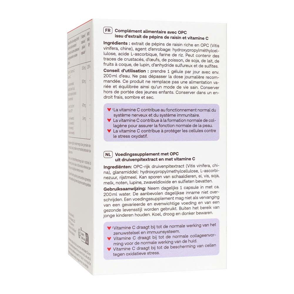 Schachtel mit Redcare Vita OPC + Vitamin C. Kapseln.