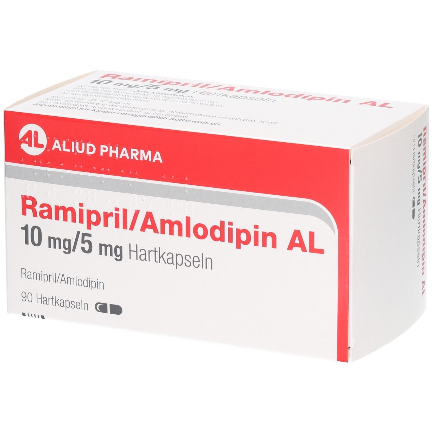 Packung RAMIPRIL/Amlodipin AL 10 mg/5 mg Hartkapseln, 90 Stück.
