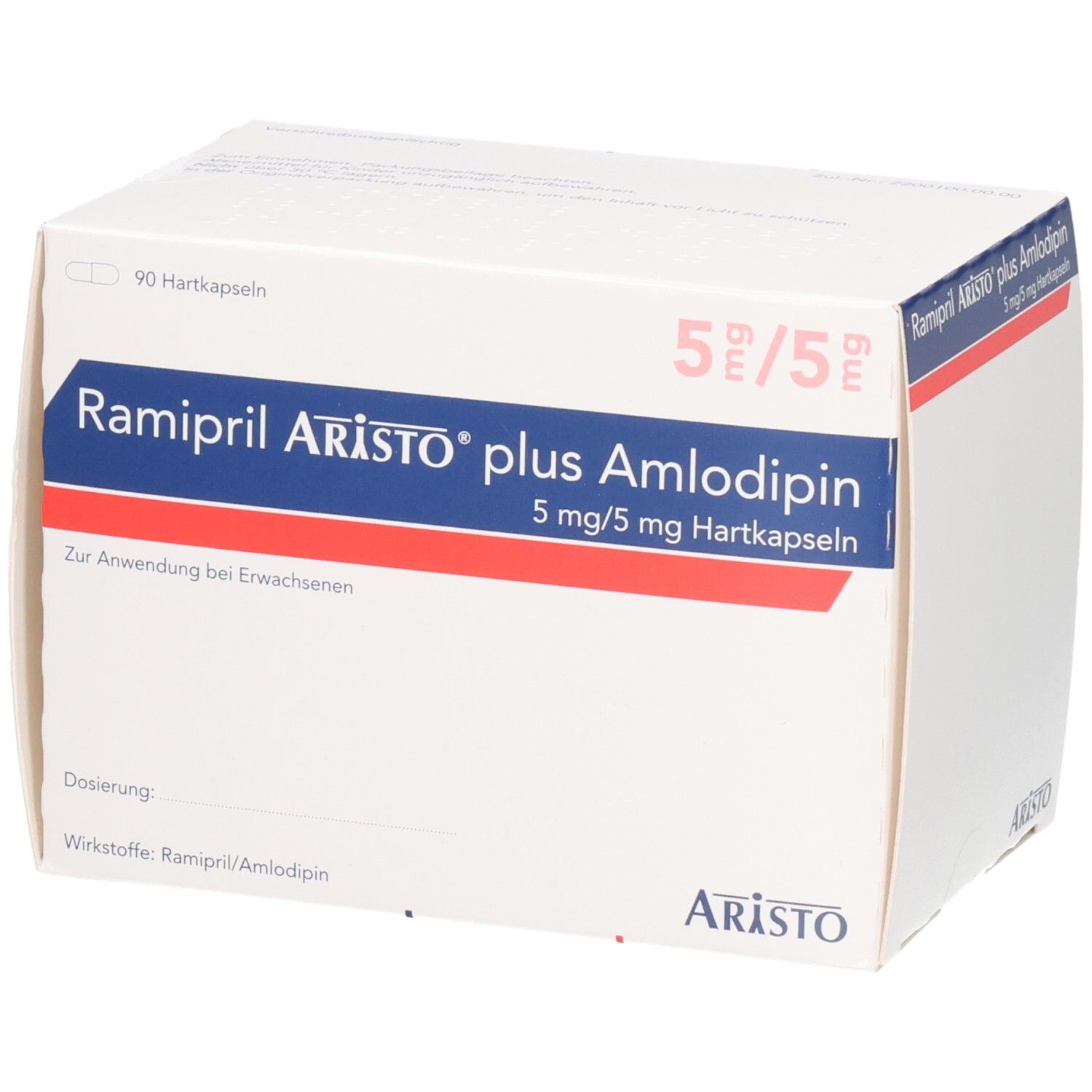 Ramipril Aristo plus Amlodipin 5 mg/5 mg Hartkapseln, 90 Stück.