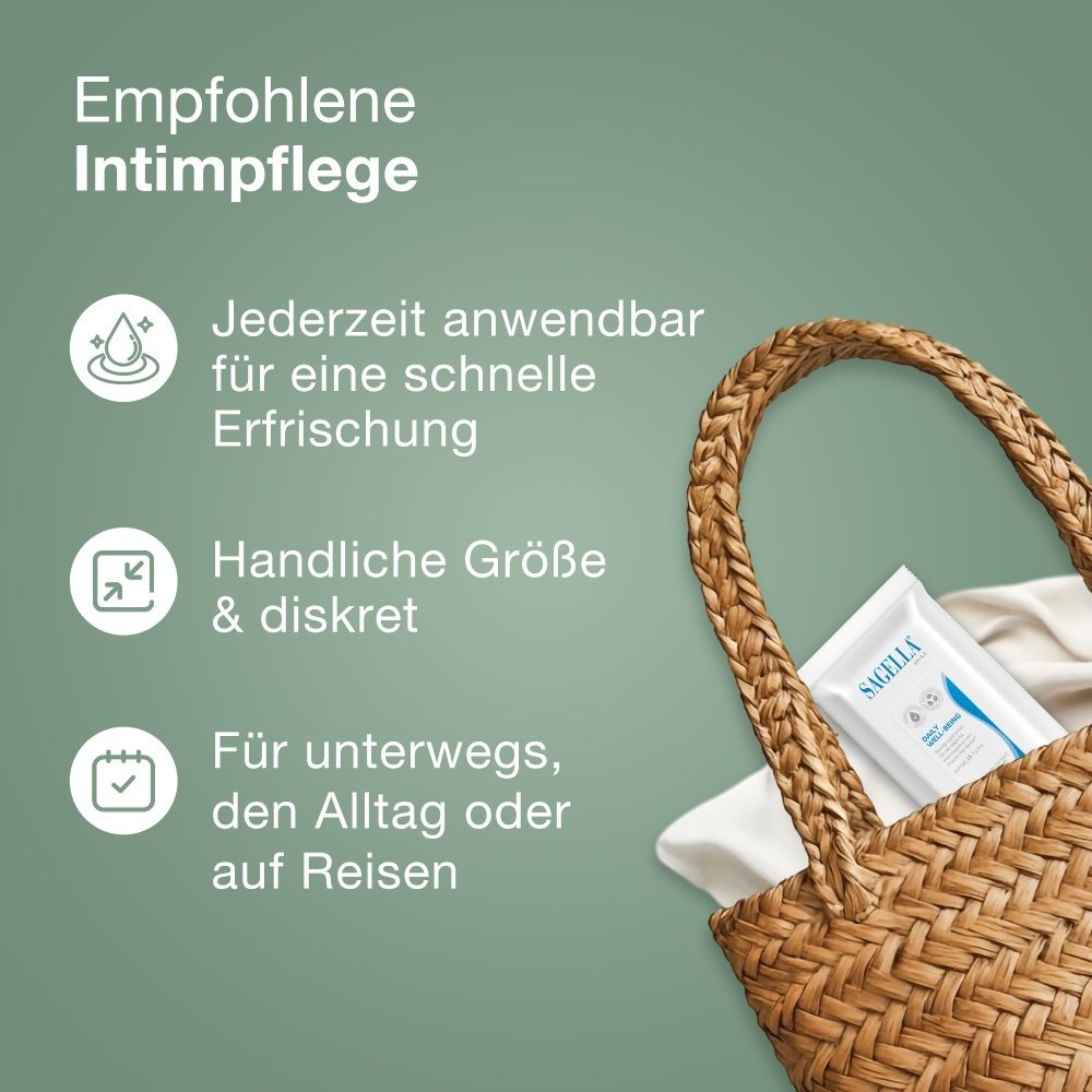 SAGELLA® Daily Well-Being Intimpflegetücher: Handlich, diskret, für unterwegs und den Alltag.