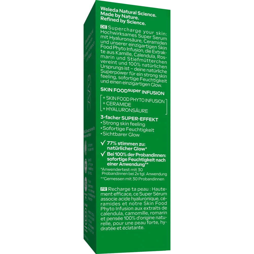 Rückseite der grünen Verpackung mit Text. Enthält Informationen über das Produkt.
