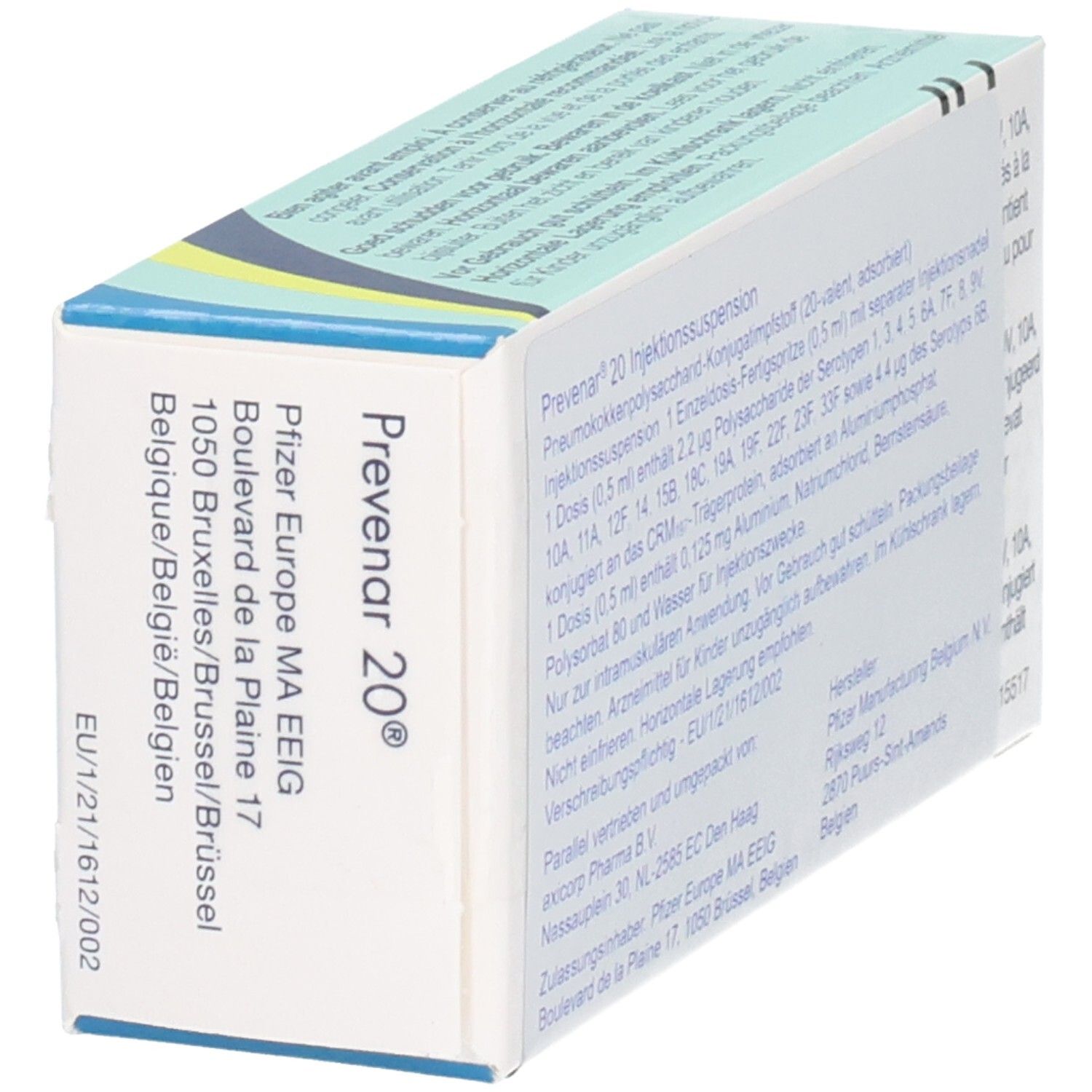 Prevenar 20 Injektionssuspension: Fertigspritze (0,5 ml) mit separater Injektionsnadel. Pfizer Europe.