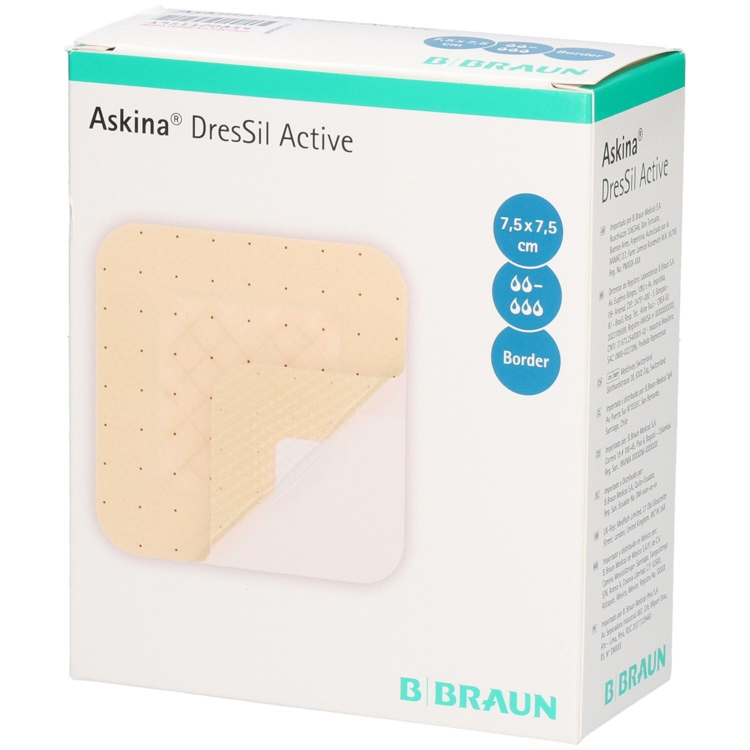 Askina DresSil Active Border 7,5x7,5cm Sil.Schaumv 10 St Verband