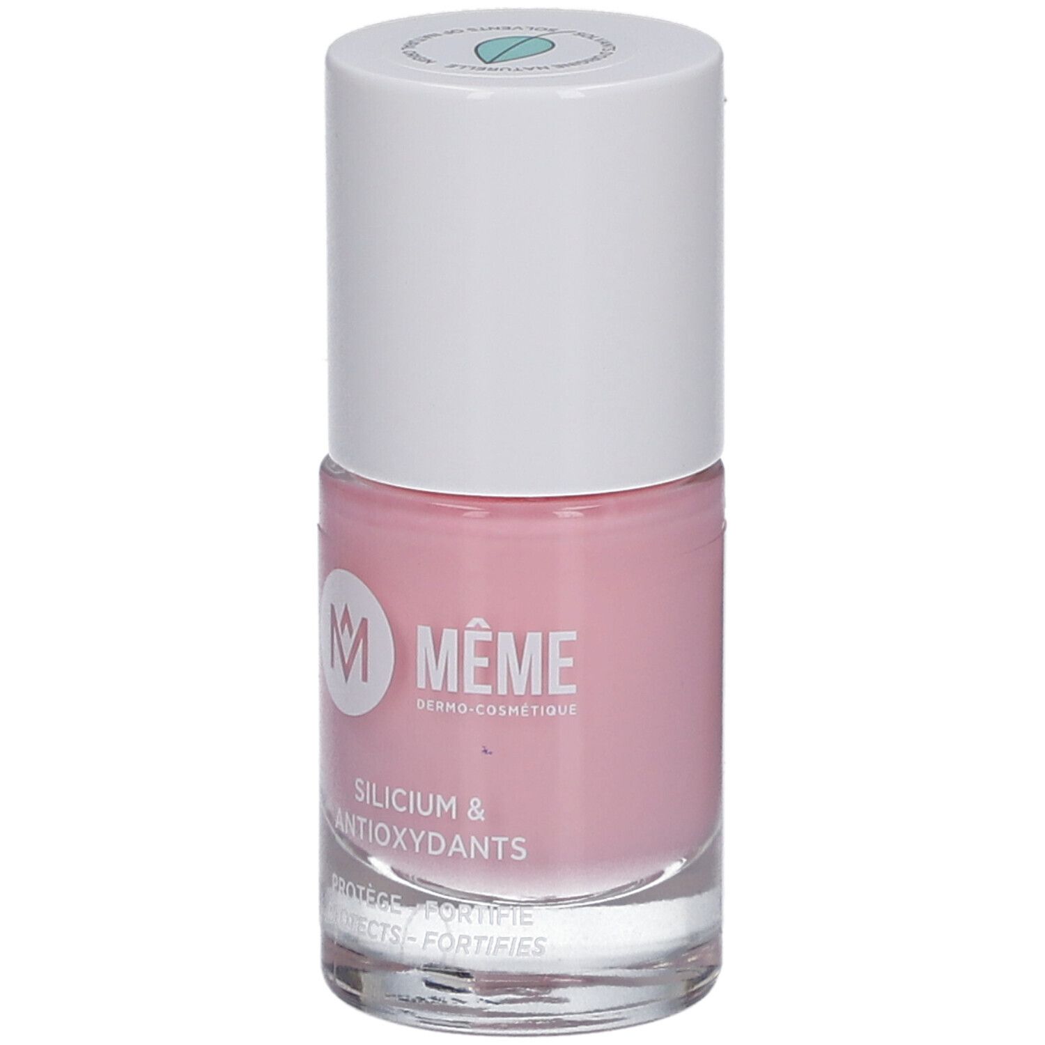 Nagellackflasche, rosa. Weißer Deckel. Marke MÊME.