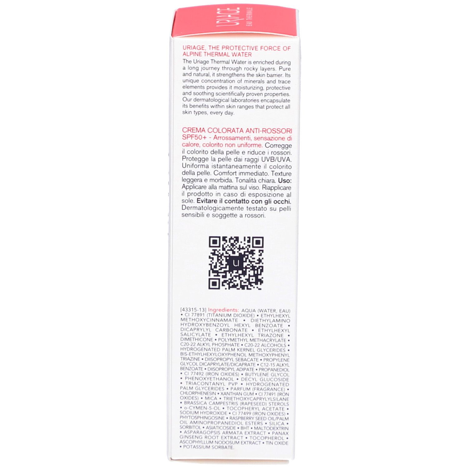 Seite der Verpackung. Text in mehreren Sprachen. Informationen über das Produkt und Inhaltsstoffe.