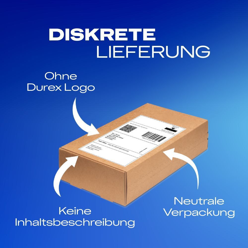 Brauner Versandkarton. Text: Diskrete Lieferung. Keine Inhaltsbeschreibung. Neutrale Verpackung.