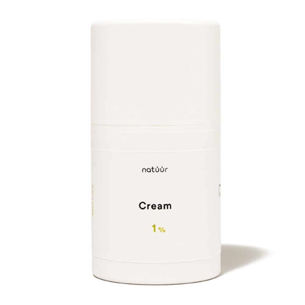 Weiße Tube mit natüür Cream 1% Aufschrift.