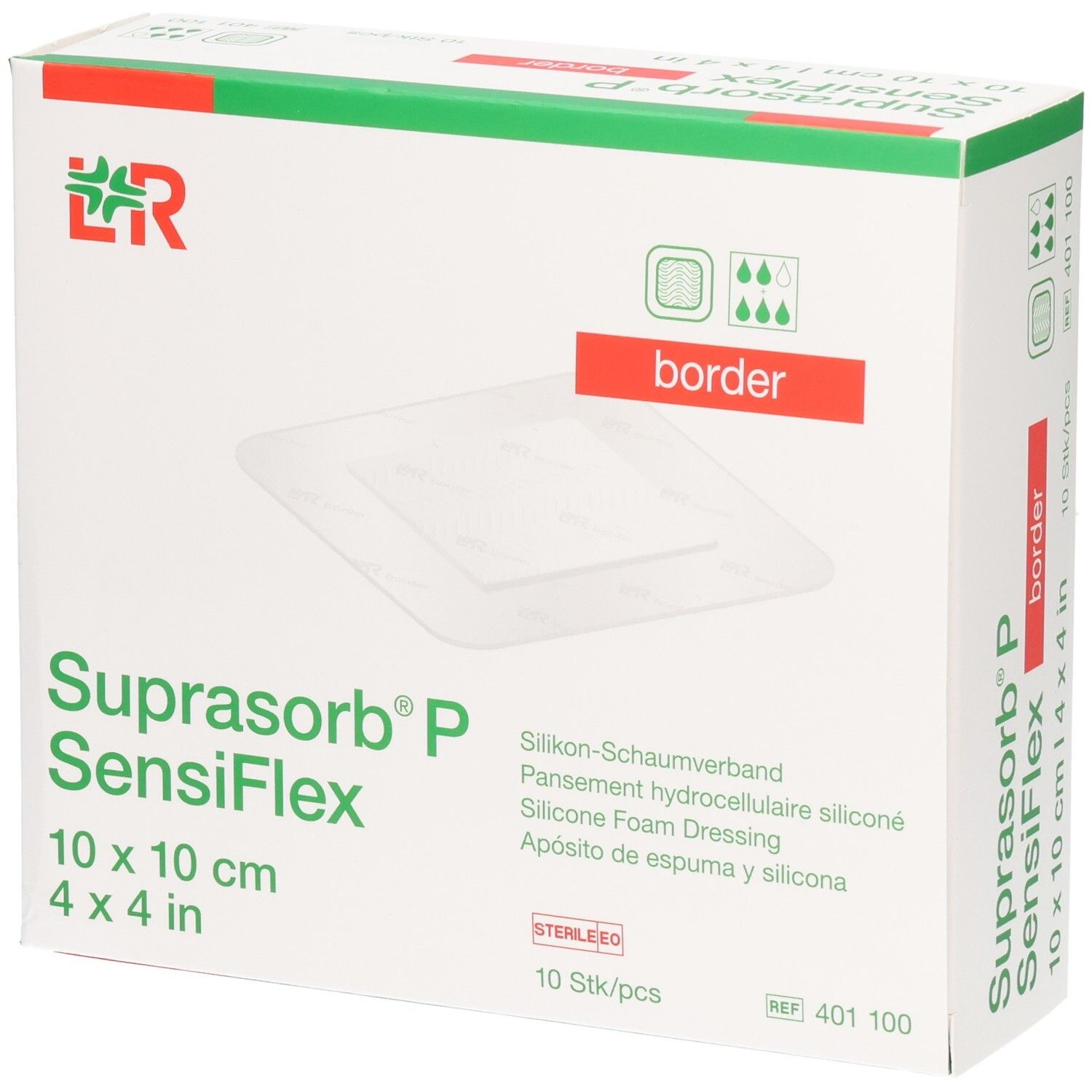 Suprasorb P SensiFlex border 10x10cm 10 St Verband