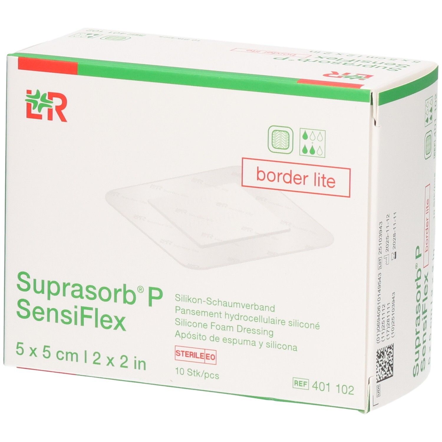 Suprasorb P SensiFlex border lite 5x5cm 10 St Verband