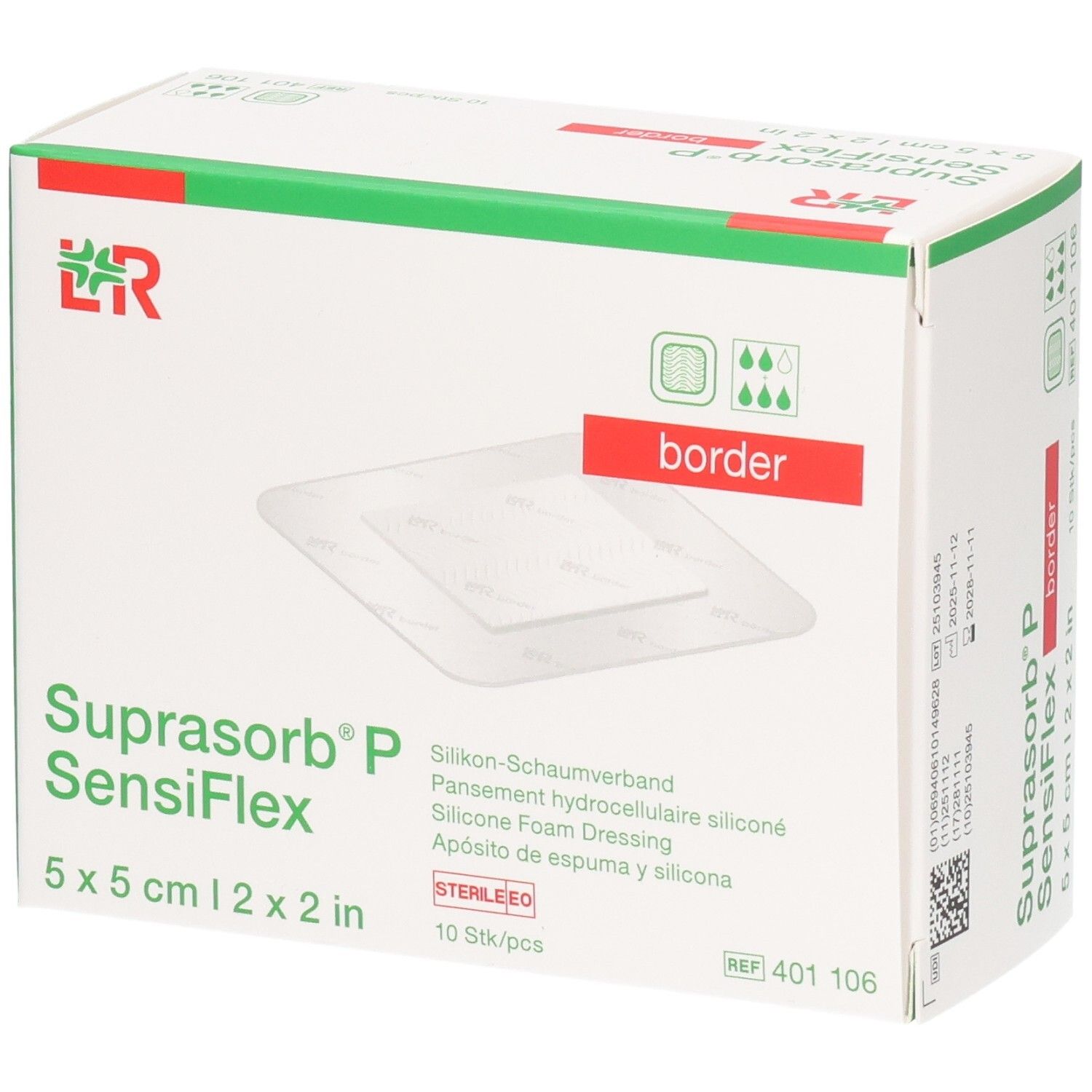 Suprasorb P SensiFlex border 5x5cm 10 St Verband