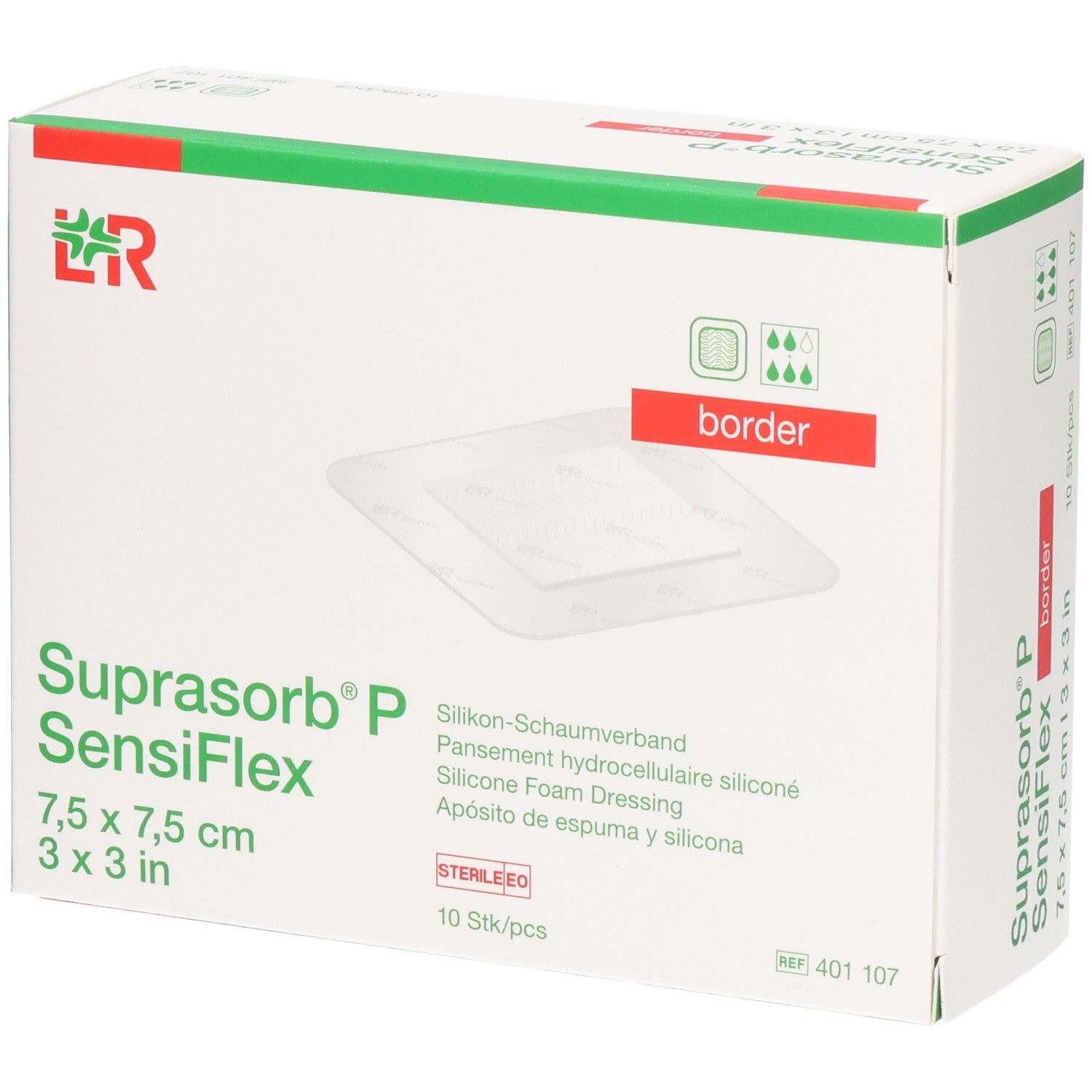 Suprasorb P SensiFlex border 7,5x7,5cm 10 St Verband