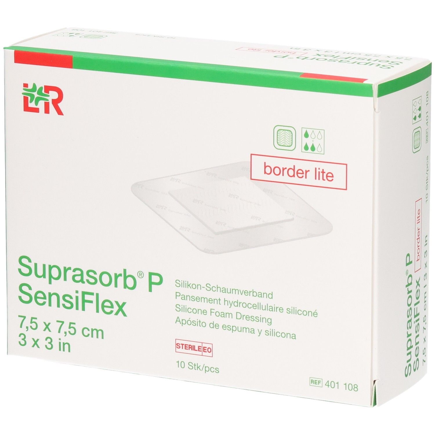 Suprasorb P SensiFlex border lite 7,5x7,5cm 10 St Verband