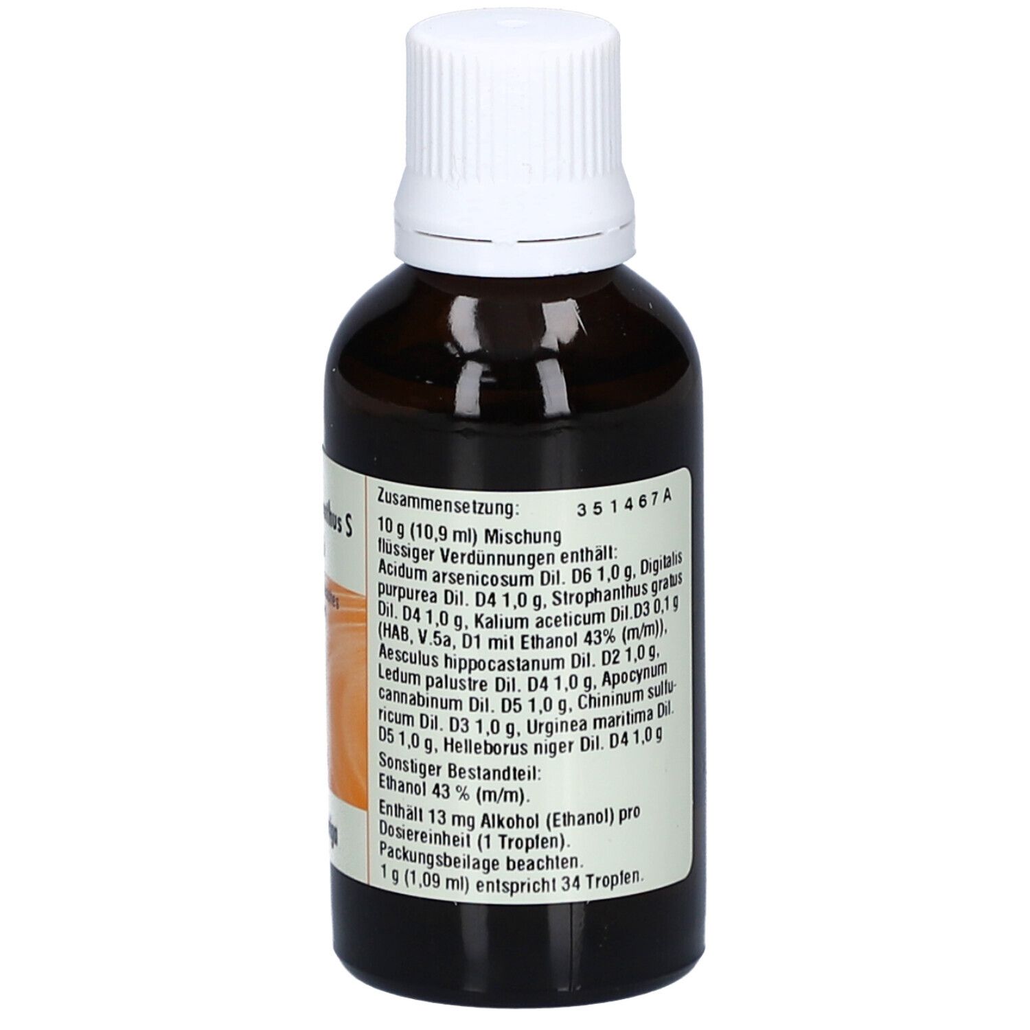 Braune Glasflasche mit weißem Deckel. Etikett mit Produktinformationen. Marke: Kattwiga.