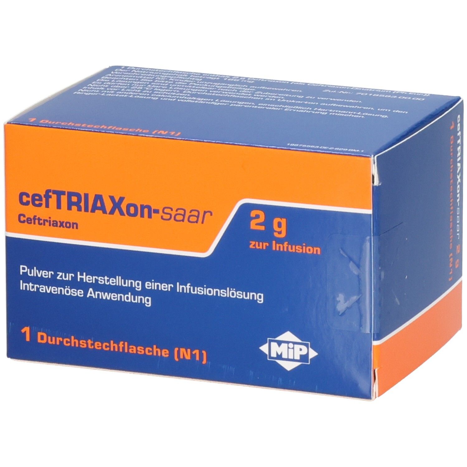CEFTRIAXON-saar zur Infusion 2g, Pulver für Infusionslösung, 1 Durchstechflasche.