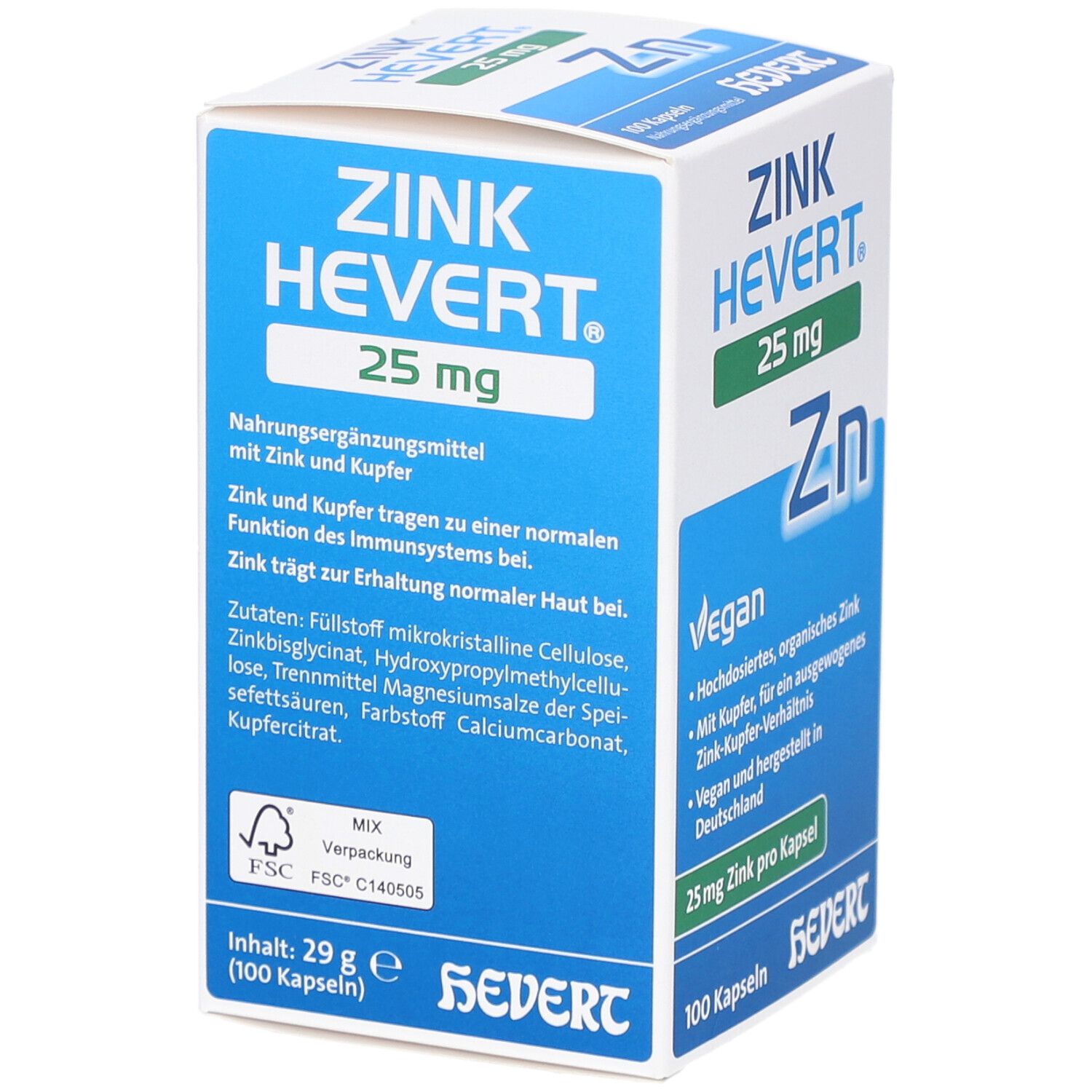 Zink Hevert 25 mg – Kapseln mit Zink und Kupfer zur Immunsystempflege