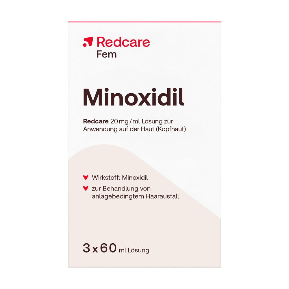 Redcare Minoxidil Fem 20 mg/ml Lösung zur Anwendung auf der Haut (Kopfhaut), 3x60ml.