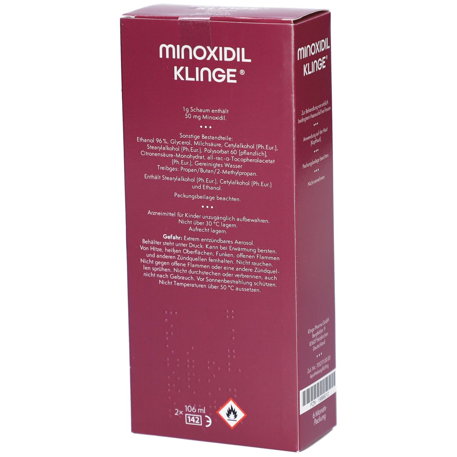 Minoxidil Klinge® Frauen 50 mg/g Schaum - Zur Behandlung von erblich bedingtem Haarausfall bei Frauen