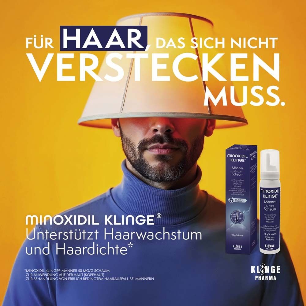 Minoxidil Klinge® Männer 50 mg/g Schaum - Zur Behandlung von erblich bedingtem Haarausfall bei Männern