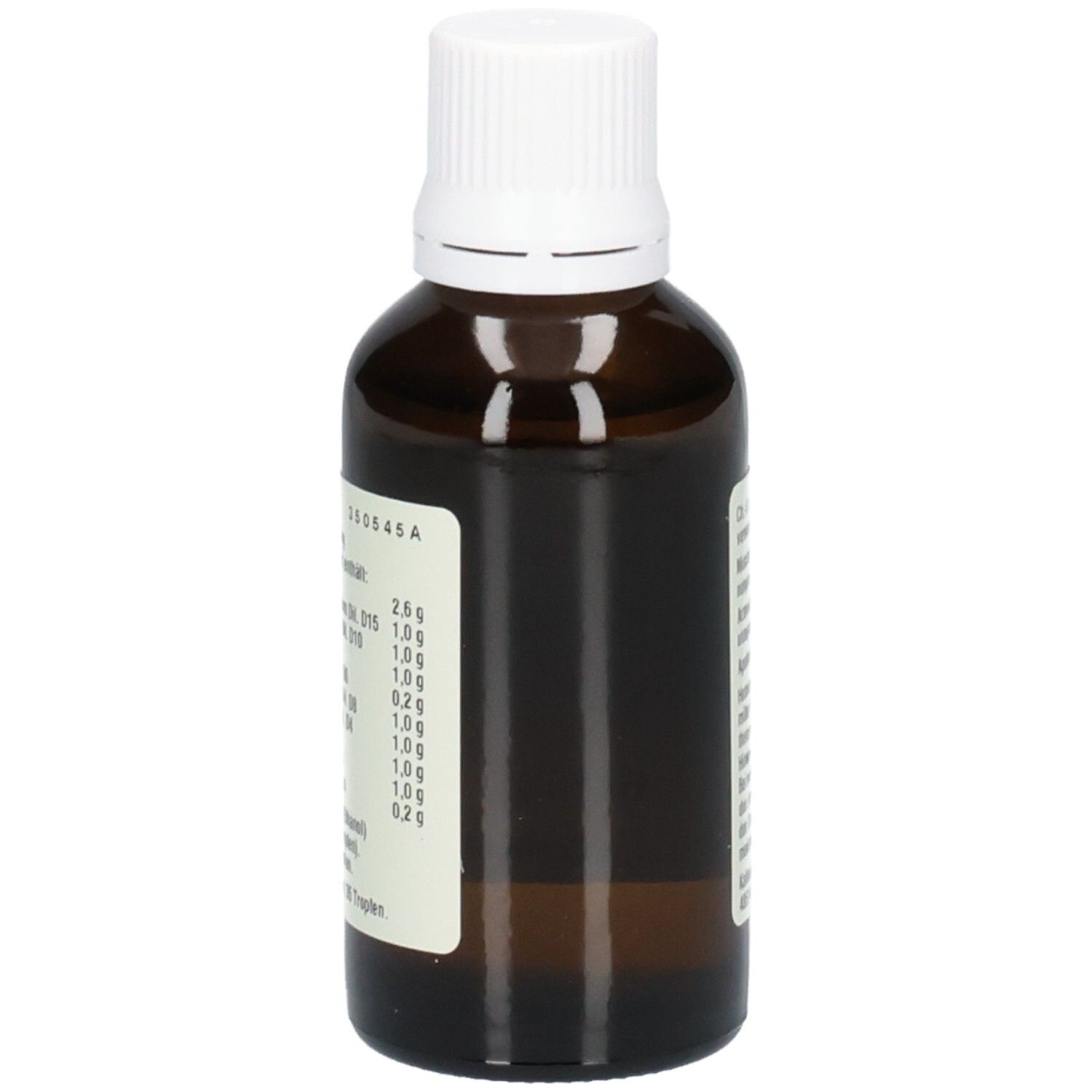 Braune Flasche mit weißem Deckel. Etikett mit Inhaltsstoffen. Kathwiga GmbH.