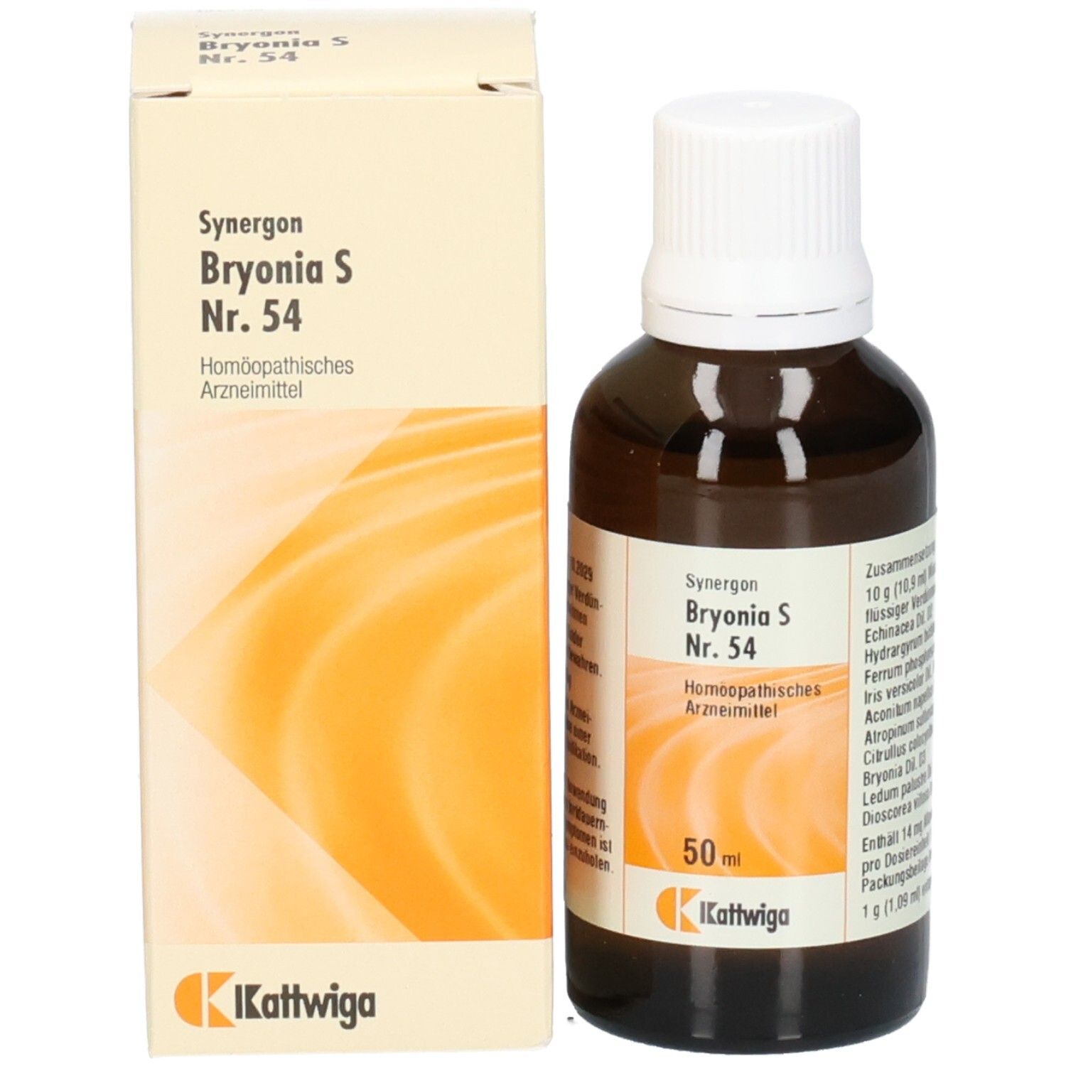 Braune Flasche und Schachtel. Produktname, Logo und 50 ml. Kathwiga GmbH.