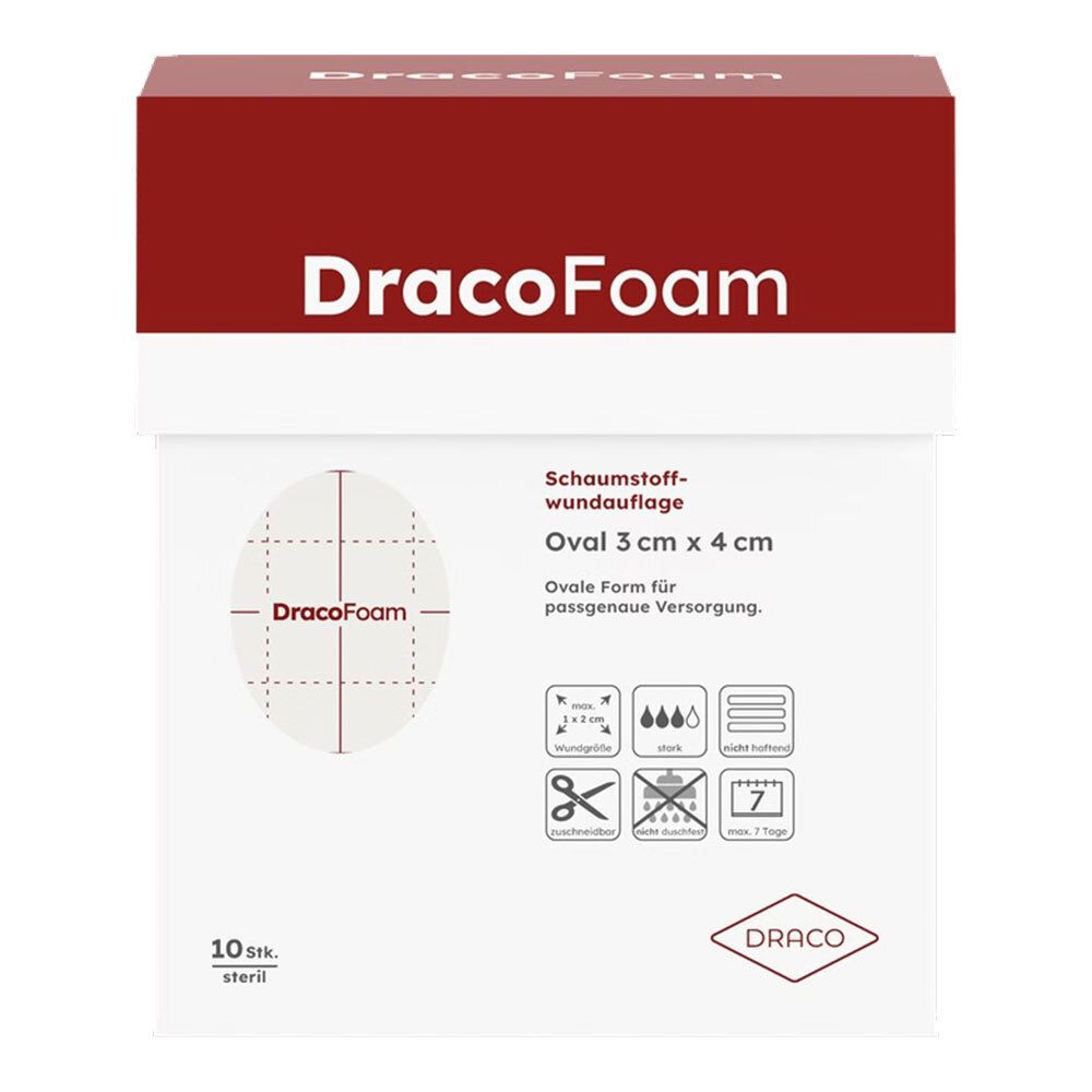 Dracofoam Schaumstoff Wundauflage oval 3x4cm 10 St Verband