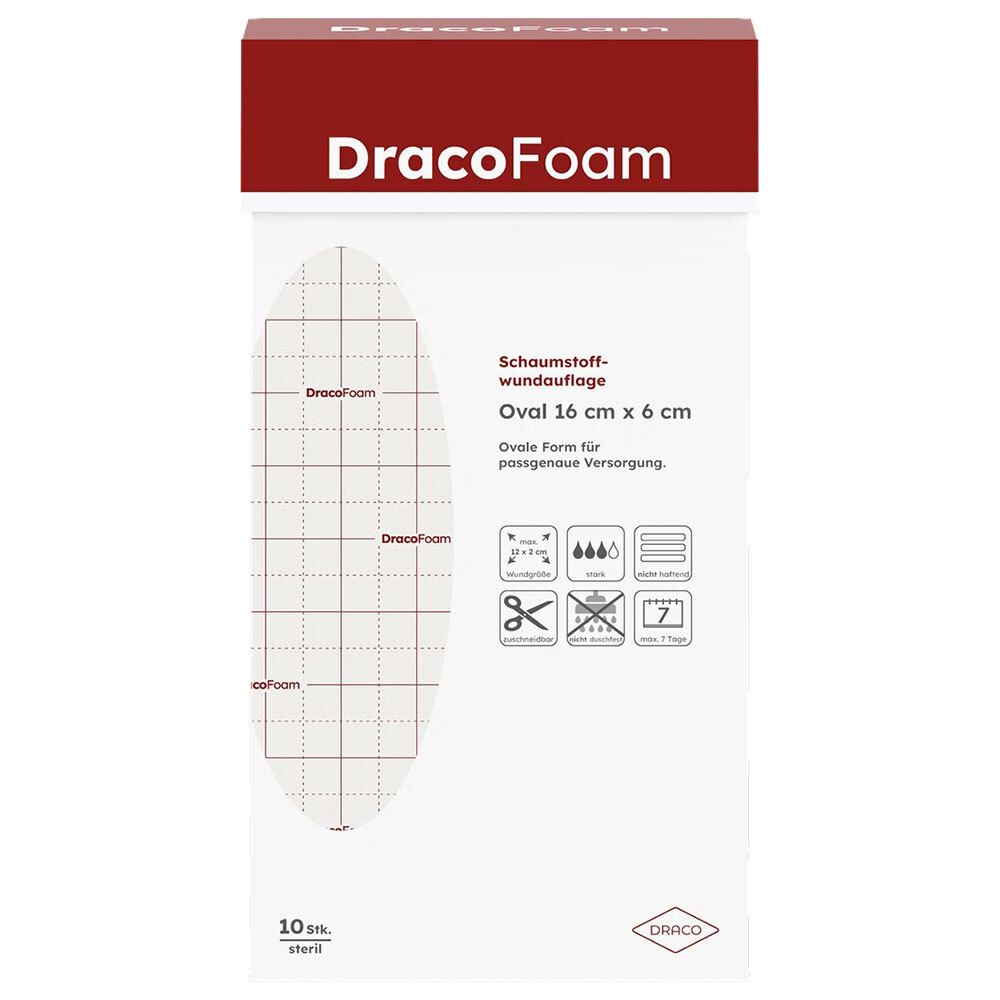 Dracofoam Schaumstoff Wundauflage oval 6x16 cm 10 St Verband