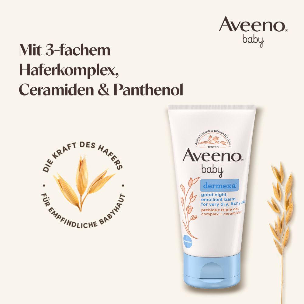 Aveeno® baby Dermexa Gute Nacht Emollient Balsam für sehr trockene Haut - Jetzt 20% sparen mit Code "20aveeno"