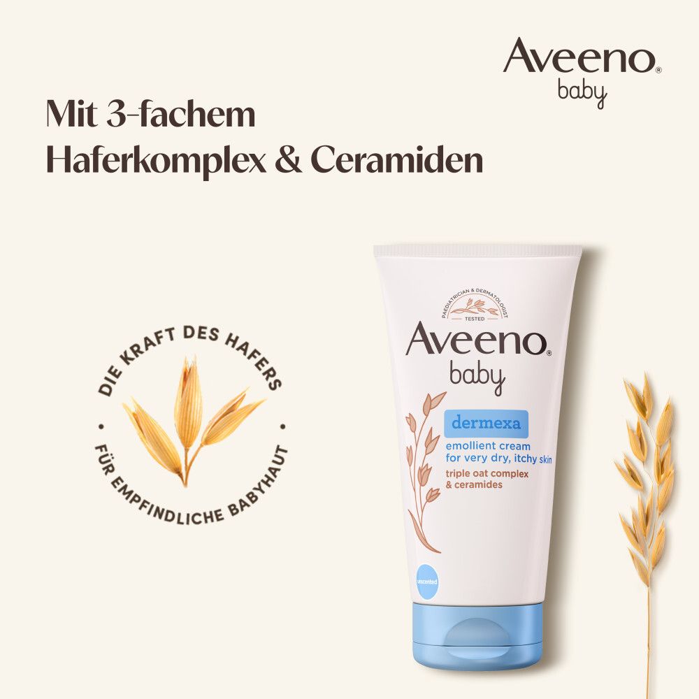 Aveeno® baby dermexa Emollientien Creme – Die Lösung für sehr trockene, juckende Haut und Neurodermitis - Jetzt 20% sparen mit Code "20aveeno"