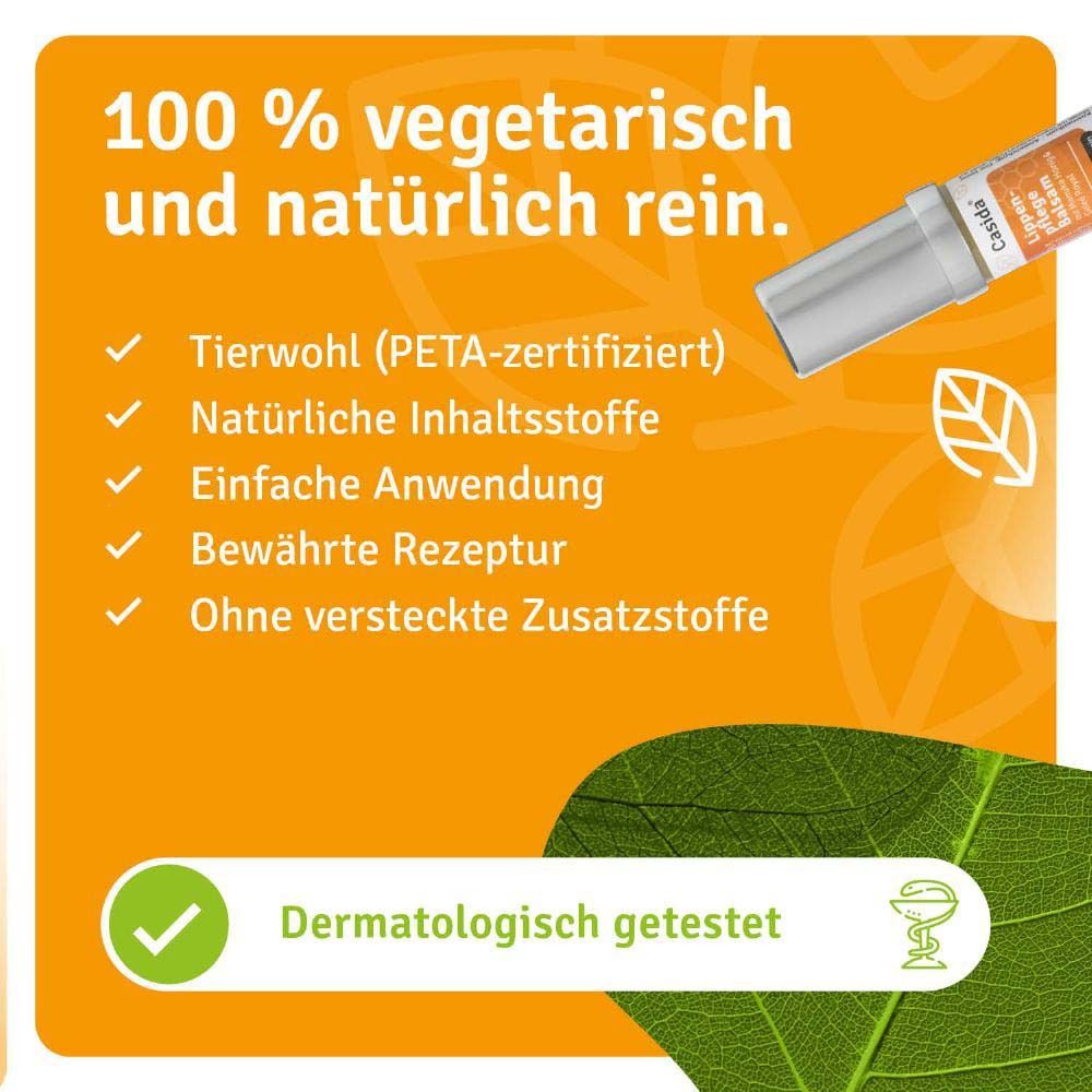 Der Lippenbalsam ist 100% vegetarisch und natürlich rein. PETA-zertifiziert, natürliche Inhaltsstoffe, einfache Anwendung, bewährte Rezeptur.
