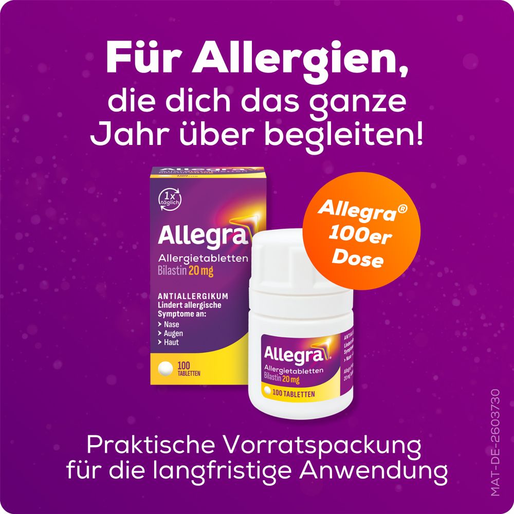 Allegra Allergietabletten 100er Dose. Praktische Vorratspackung für langfriste Anwendung.