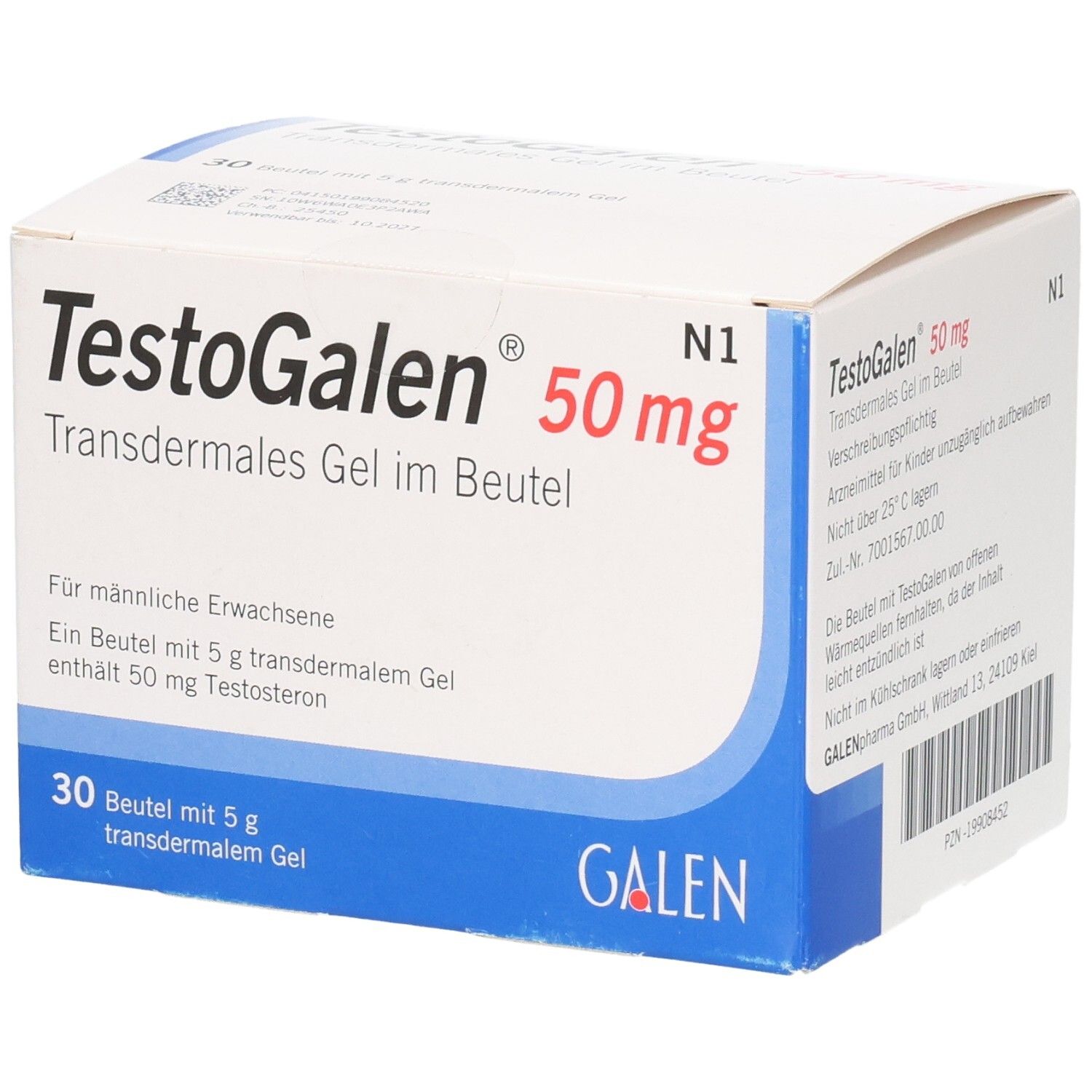 TestoGalen 50 mg Transdermales Gel im Beutel, 30 Beutel mit je 5g.