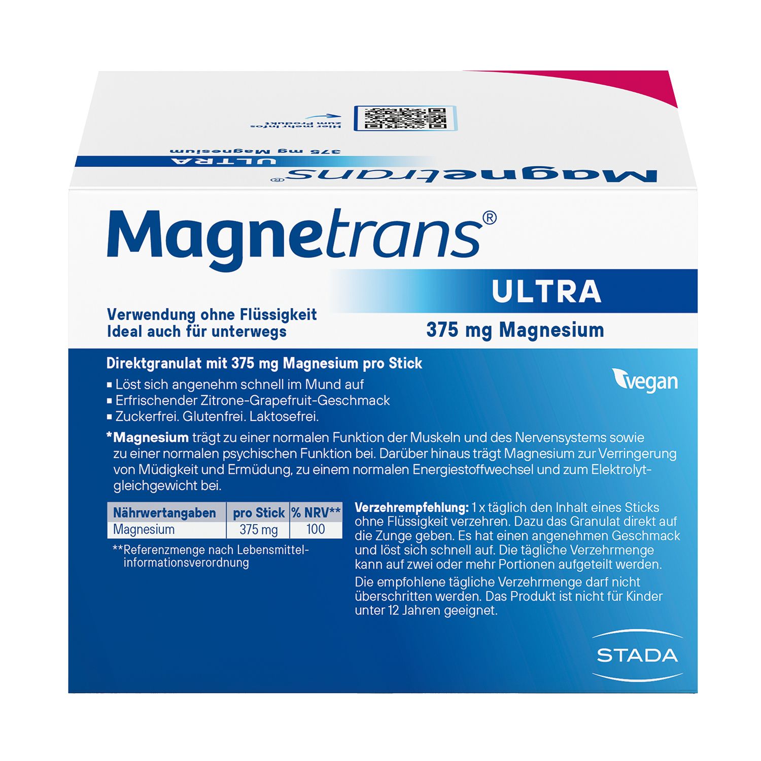 Magnetrans® ULTRA 375mg Direktgranulat - Nahrungsergänzungsmittel Magnesiumgranulat zur Einnahme ohne Flüssigkei