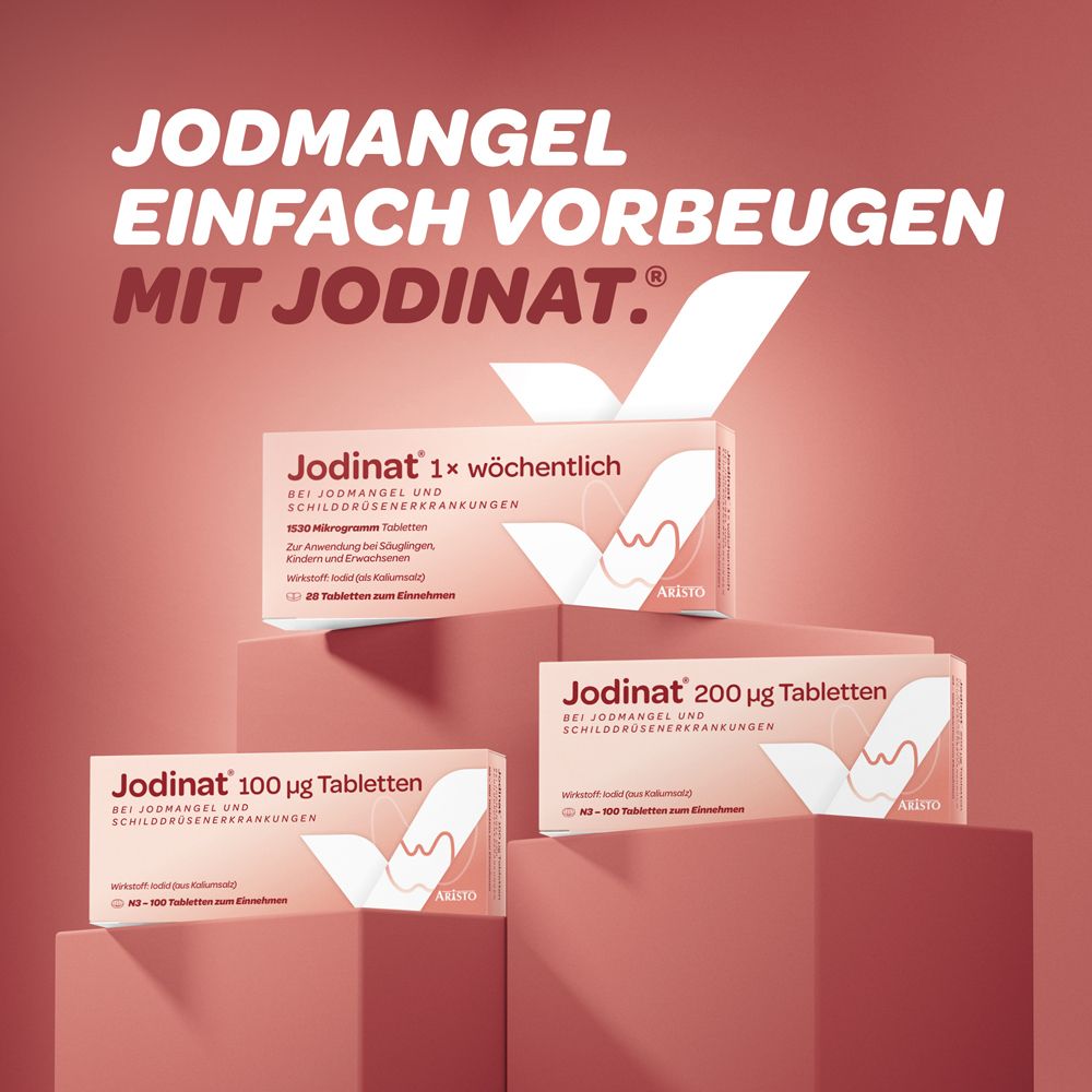 Jodmangel einfach vorbeugen mit Jodinat®. Verschiedene Packungsgrößen.