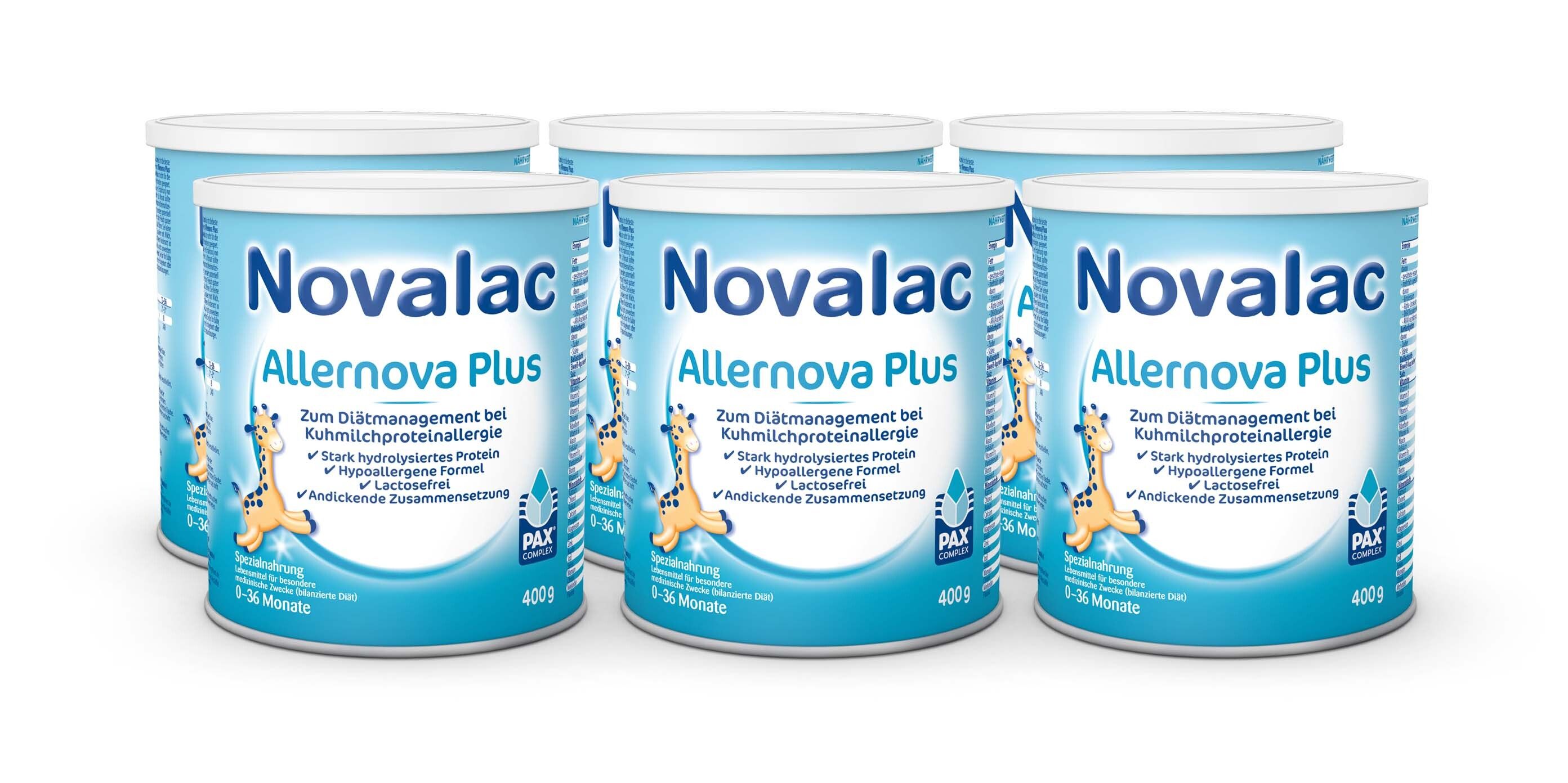 Novalac Allernova Plus Spezialnahrung 0-36 Monate 6x400 g Pulver