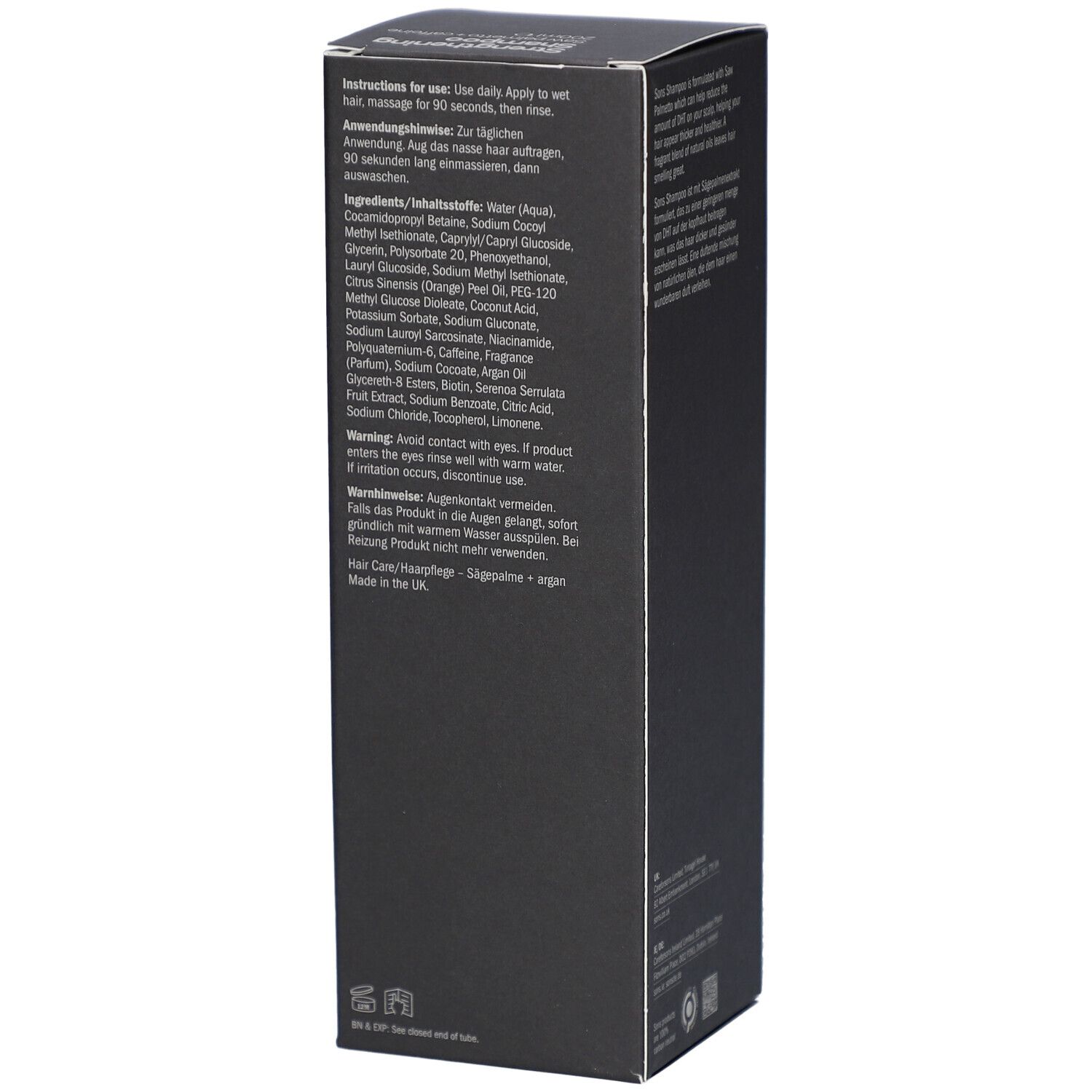 Sons DHT-Blocker Shampoo gegen Haarausfall mit Sägepalme, Parabenfrei, 200ml