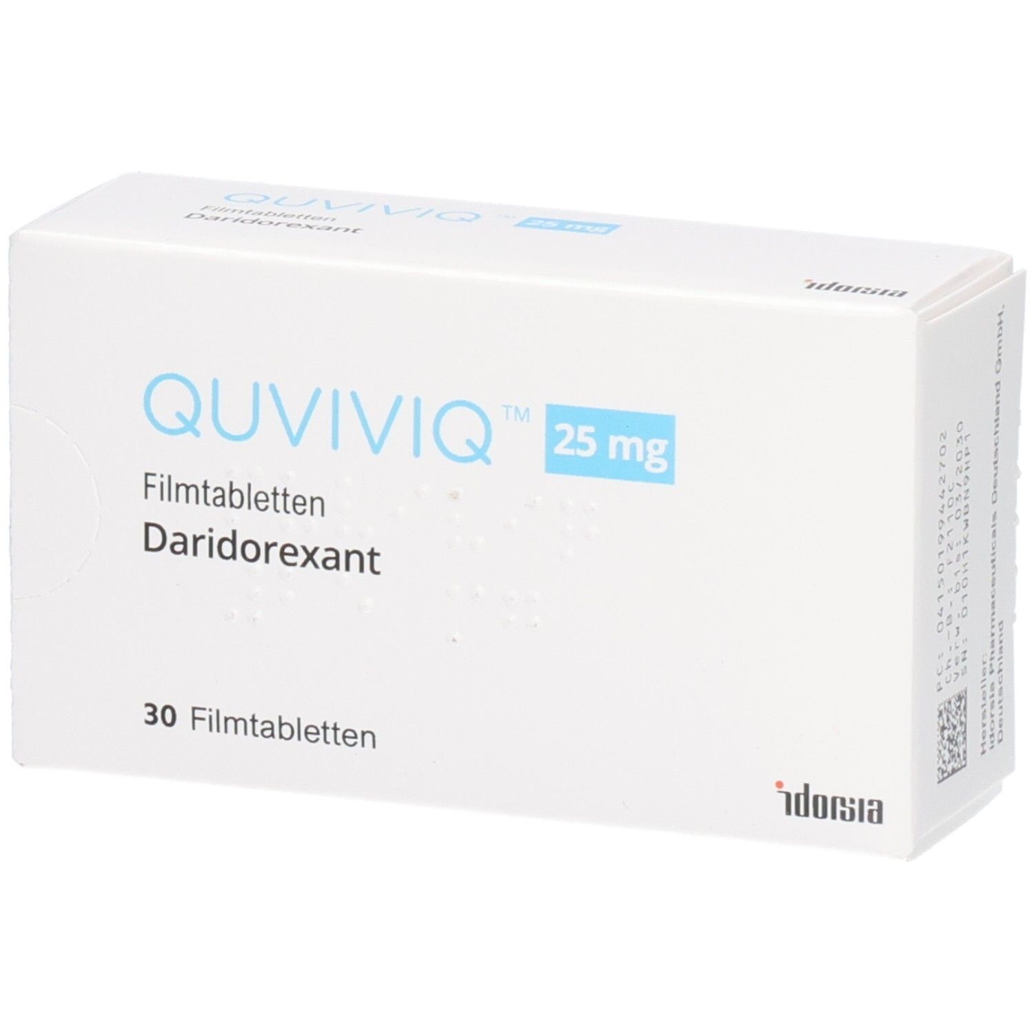 QUVIVIQ 25 mg Filmtabletten Daridorexant Schachtel, 30 Filmtabletten.