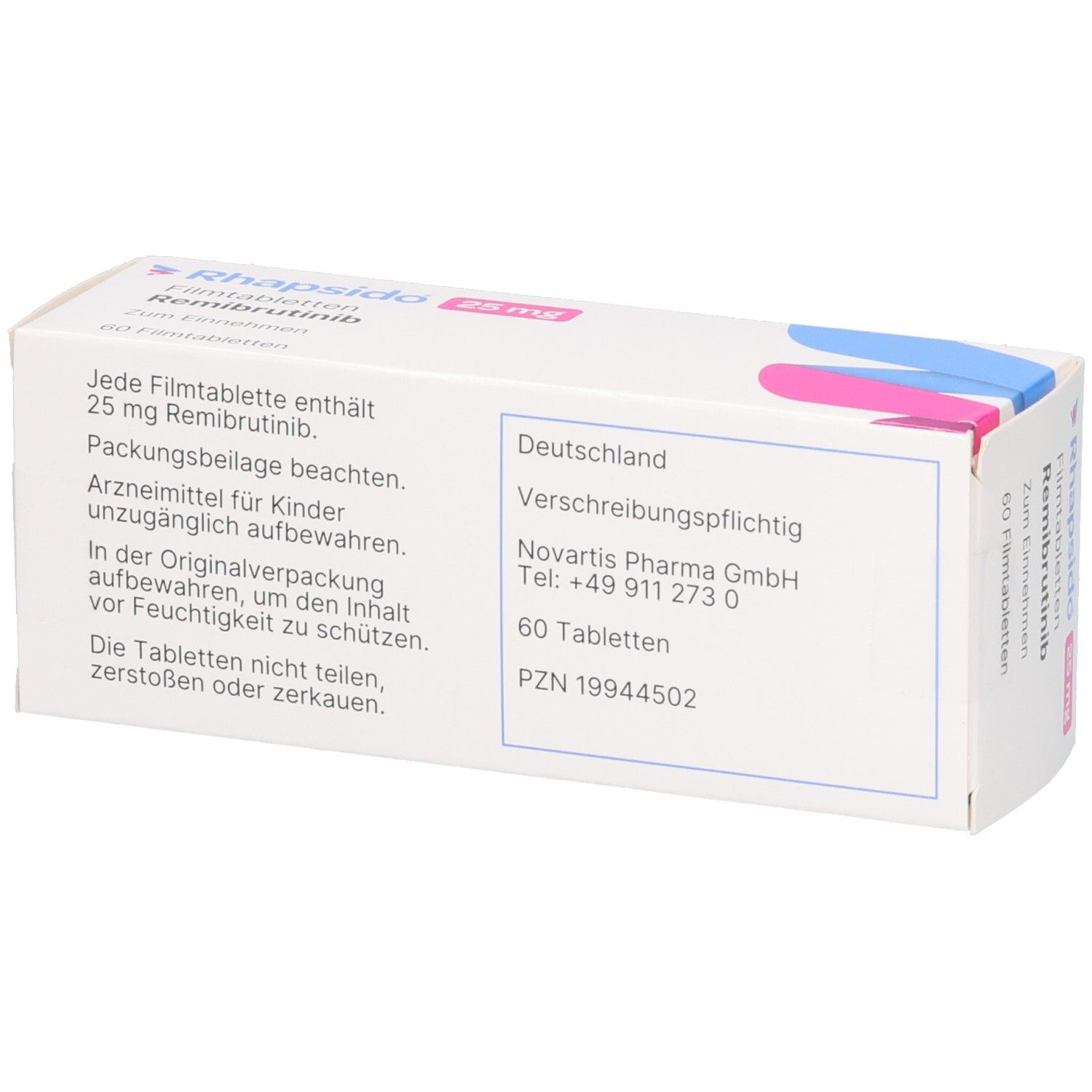 Rhapsido 25 mg Filmtabletten Remibrutinib, 60 Tabletten. Novartis Pharma GmbH.