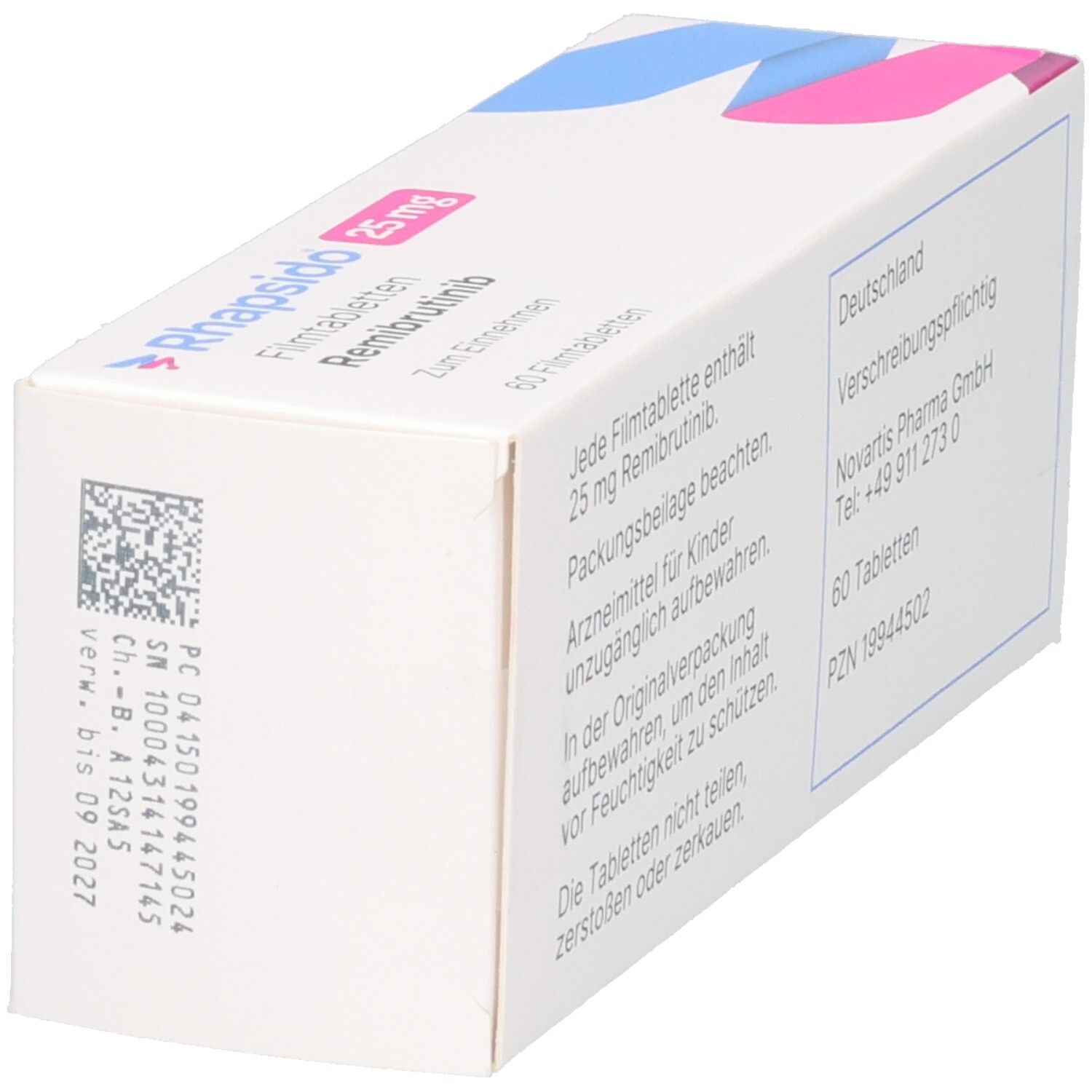 Rhapsido 25 mg Filmtabletten Remibrutinib, 60 Tabletten. Verfallsdatum: 09/2027.