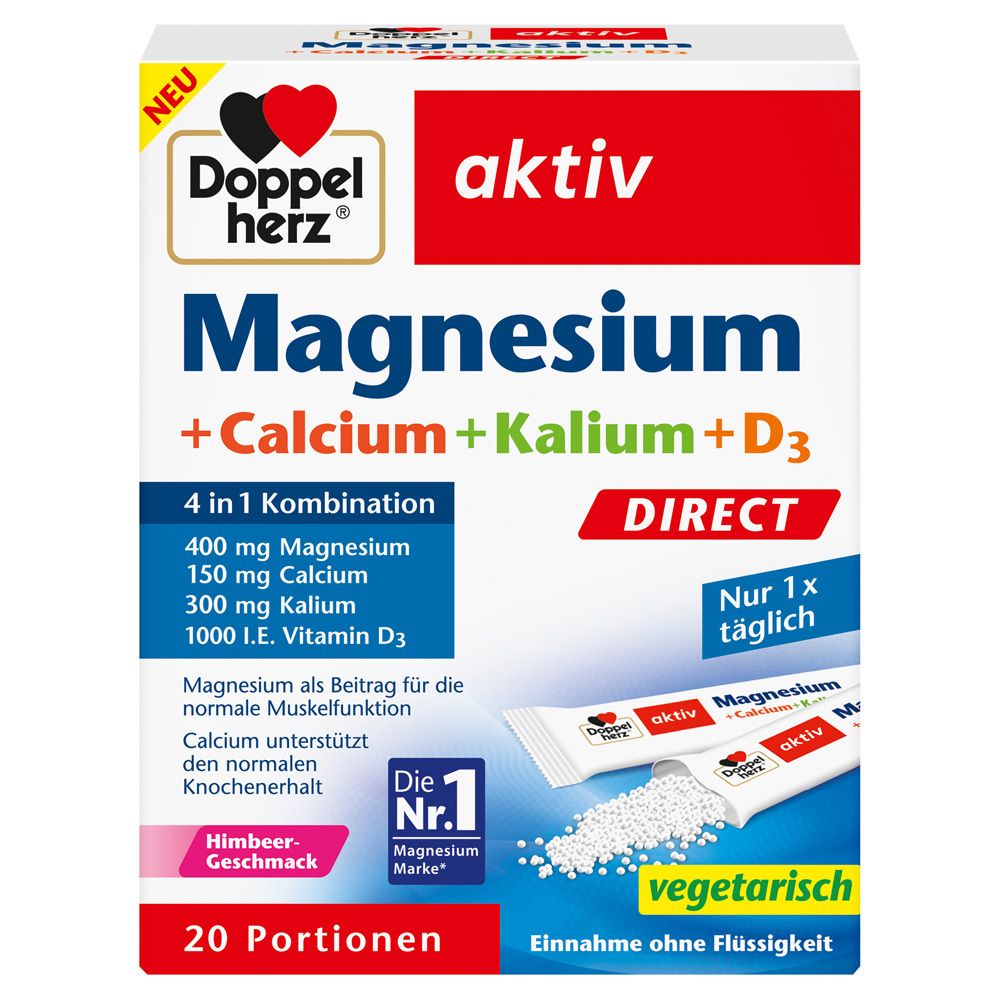 Doppelherz Magneisum+Calcium+Kalium+D3 Direct Pel. 20 St Pellets