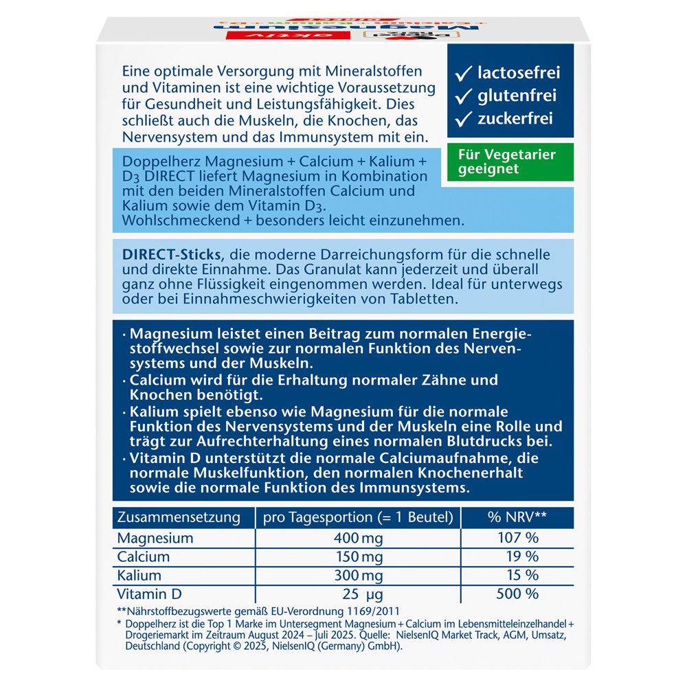 DOPPELHERZ Magneisum+Calcium+Kalium+D3 DIRECT Pel.