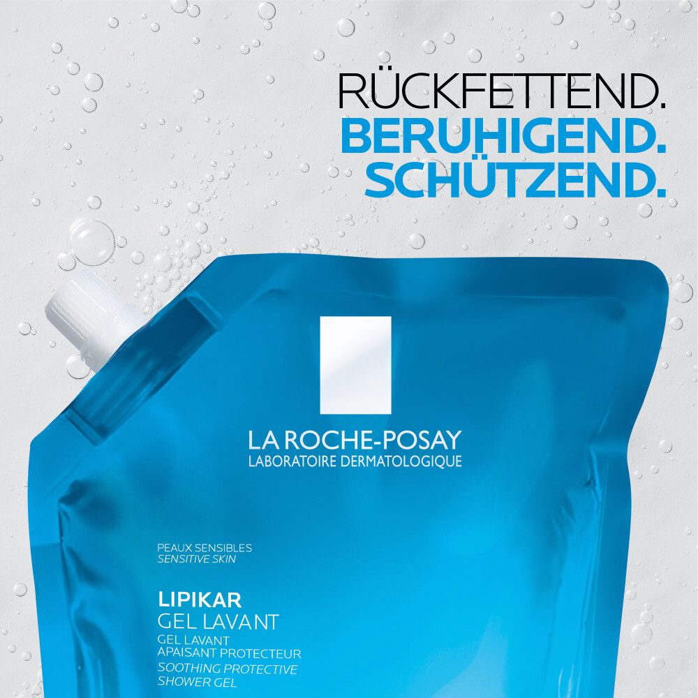 La Roche Posay Lipikar Gel Lavant Nachfüllpack 400ml hautberuhigendes, sanftes Duschgel für trockene, empfindliche Haut mit Niacinamid